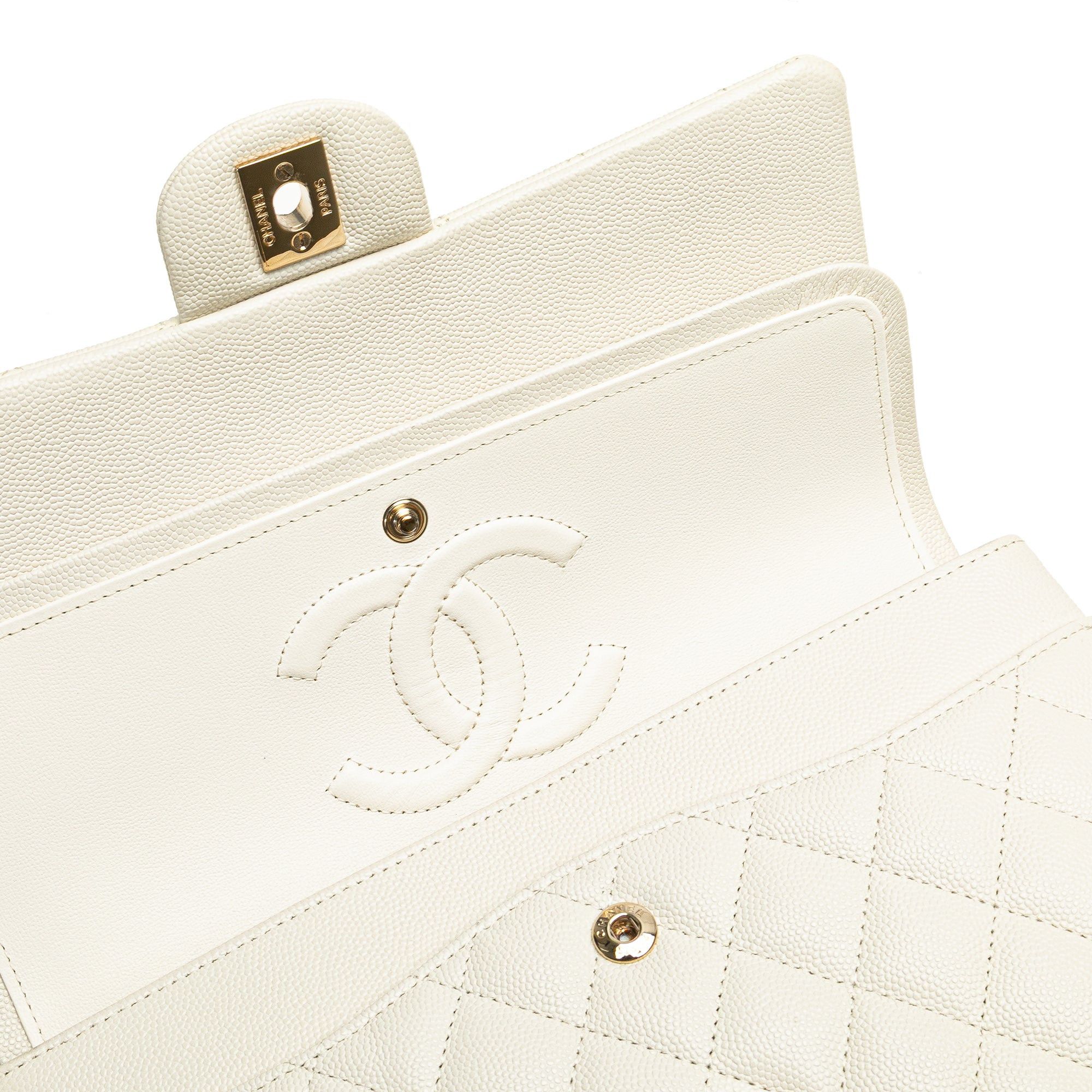 Chanel Chanel Medium Classic Caviar Double Flap White Size ONE SIZE - 12 Thumbnail