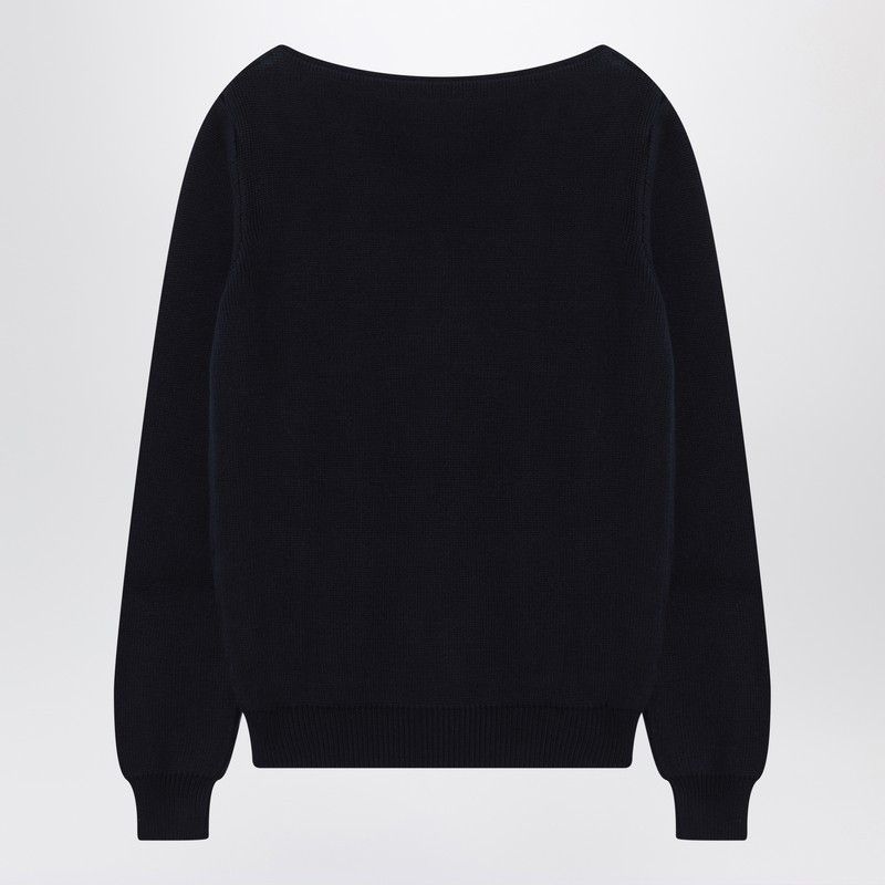 Prada Prada Blue Cotton Sweater With Geometric Details Size M / US 6-8 / IT 42-44 - 2 Thumbnail