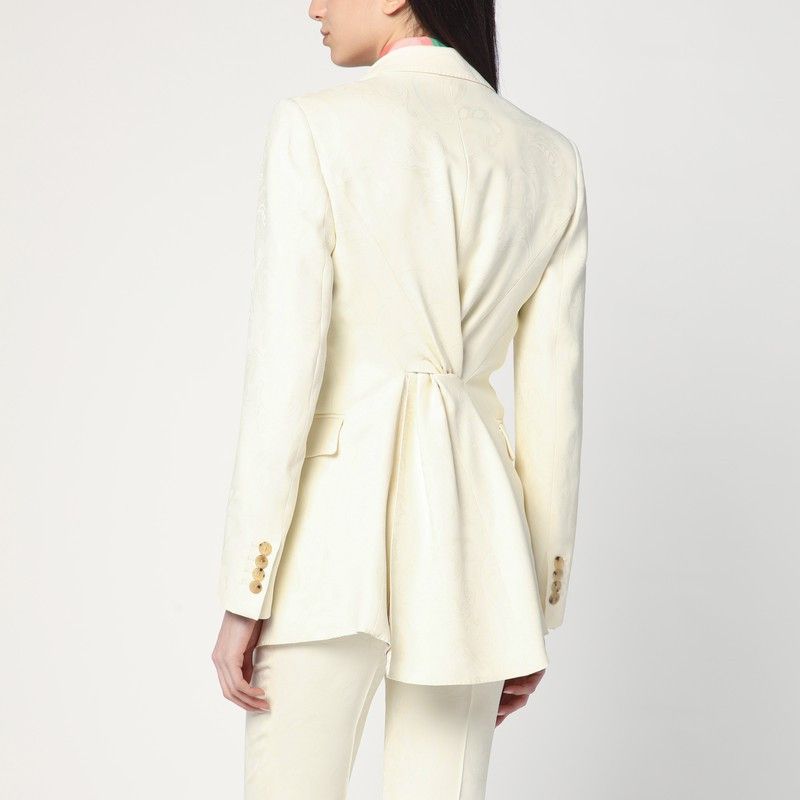 Etro Etro White Jacquard Jacket With Crossover Detail Size S / US 4 / IT 40 - 2 Thumbnail