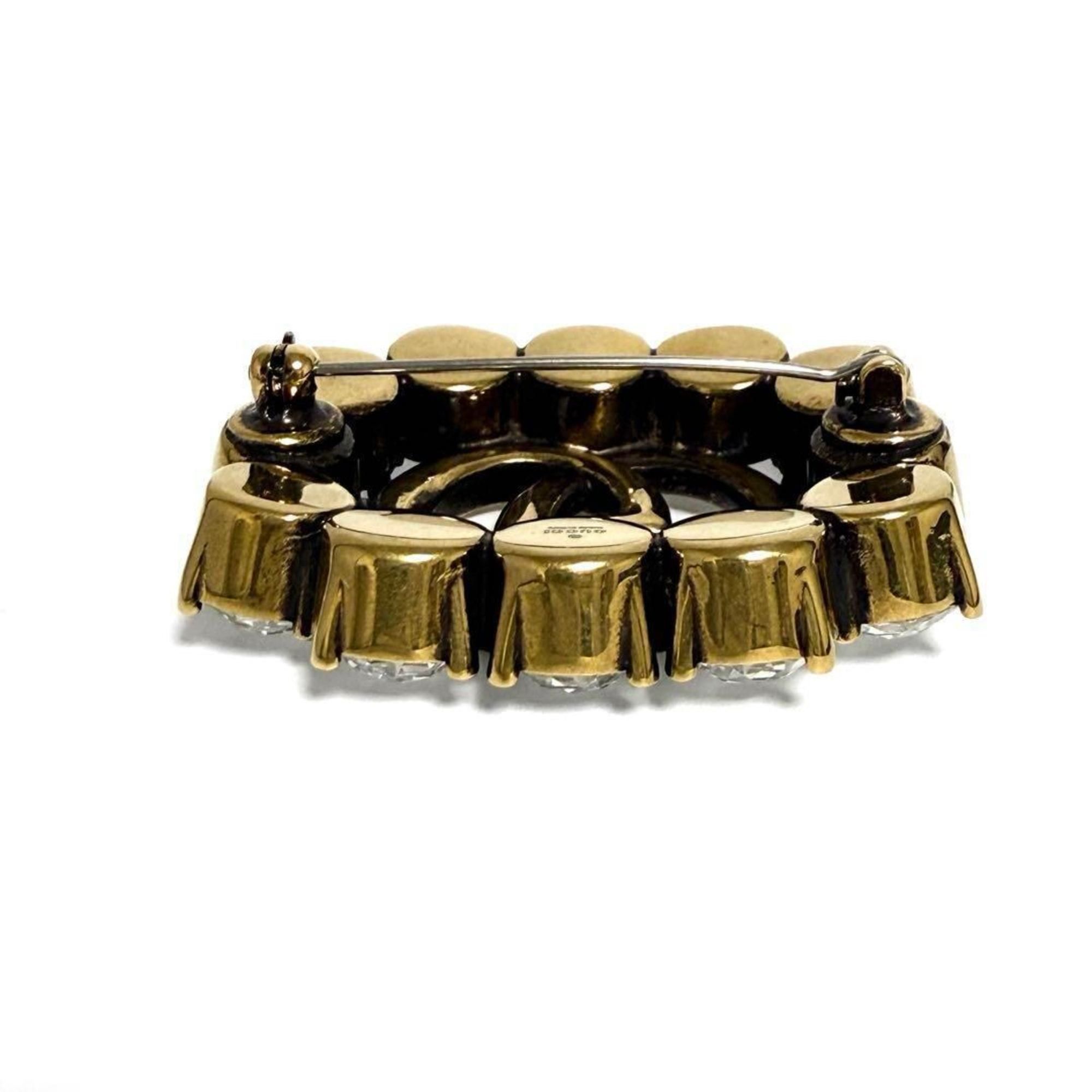 Gucci Gucci Women's Metal Double G Brooch Badge with Crystals Size ONE SIZE - 5 Thumbnail