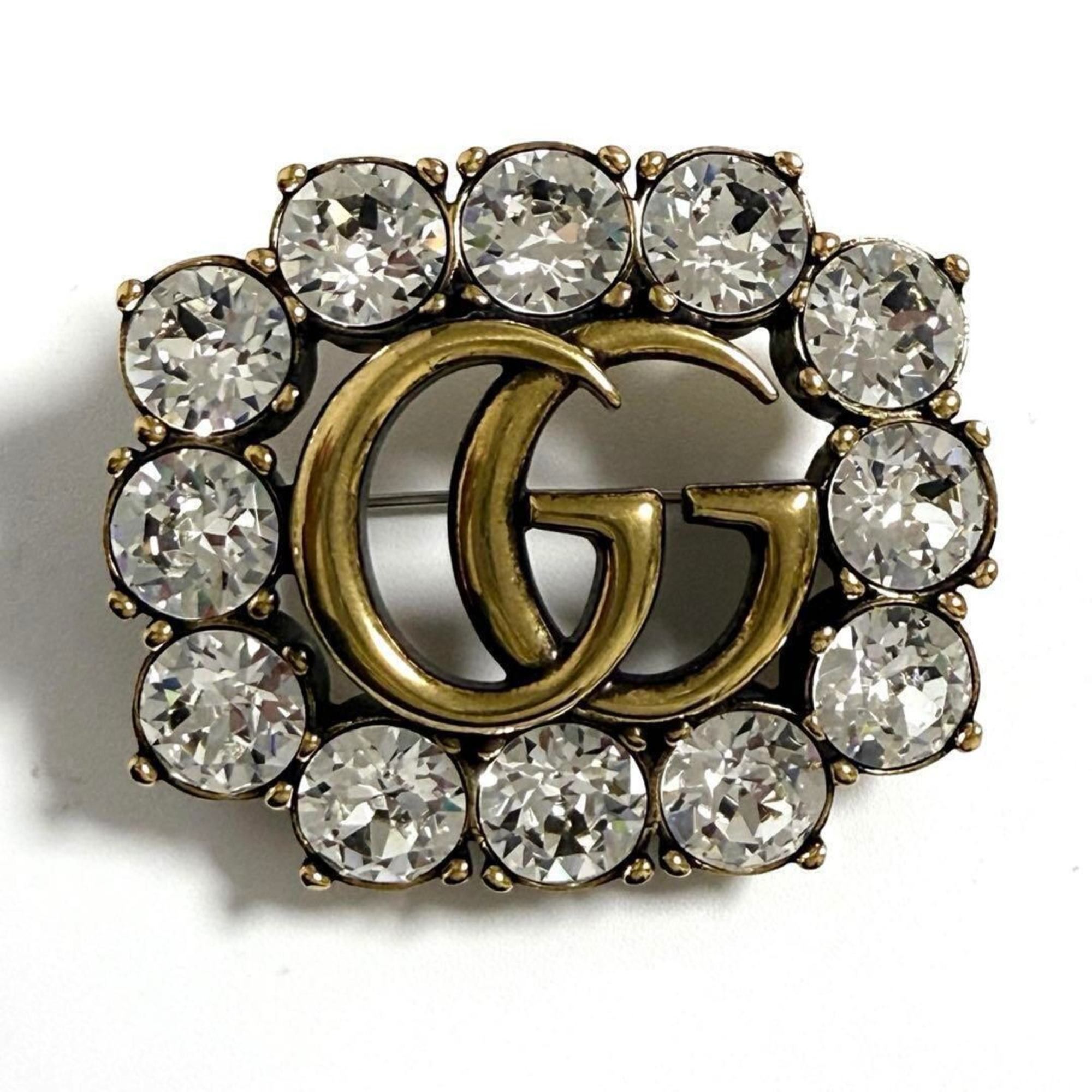 Gucci Gucci Women's Metal Double G Brooch Badge with Crystals Size ONE SIZE - 2 Thumbnail
