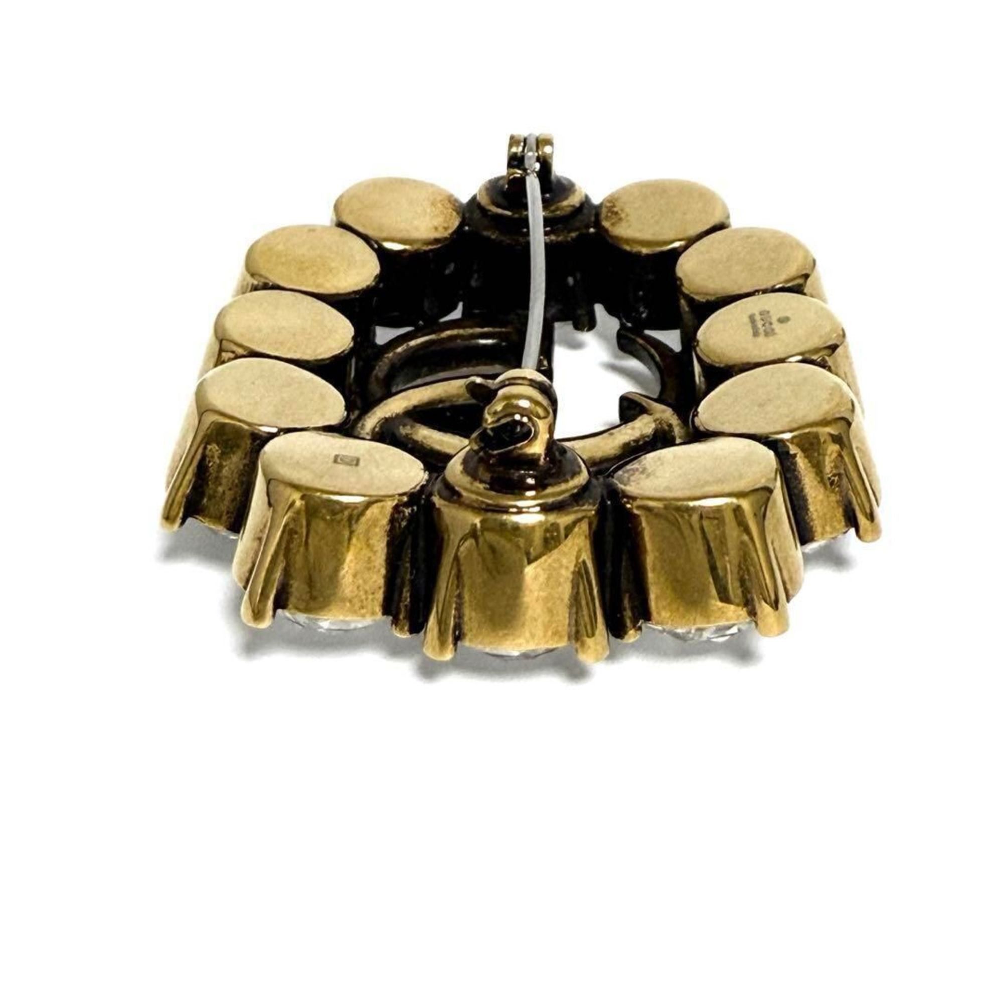 Gucci Gucci Women's Metal Double G Brooch Badge with Crystals Size ONE SIZE - 8 Thumbnail