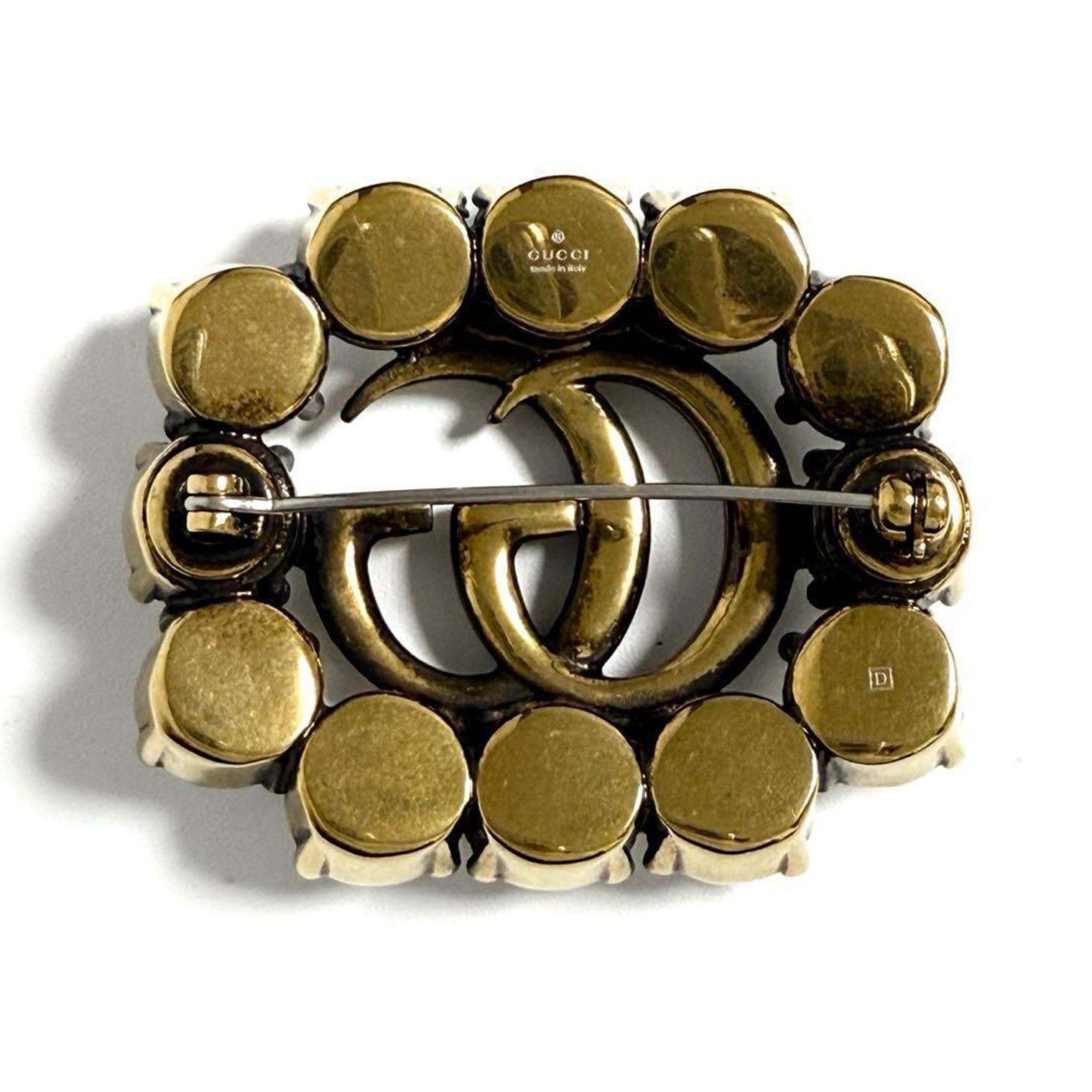 Gucci Gucci Women's Metal Double G Brooch Badge with Crystals Size ONE SIZE - 3 Thumbnail