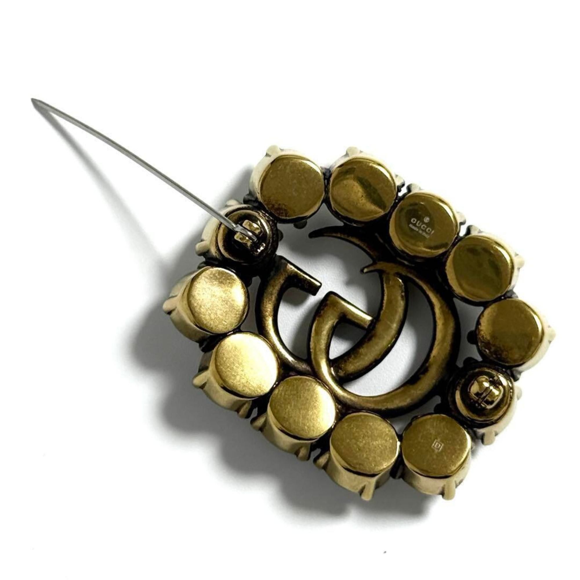 Gucci Gucci Women's Metal Double G Brooch Badge with Crystals Size ONE SIZE - 4 Thumbnail