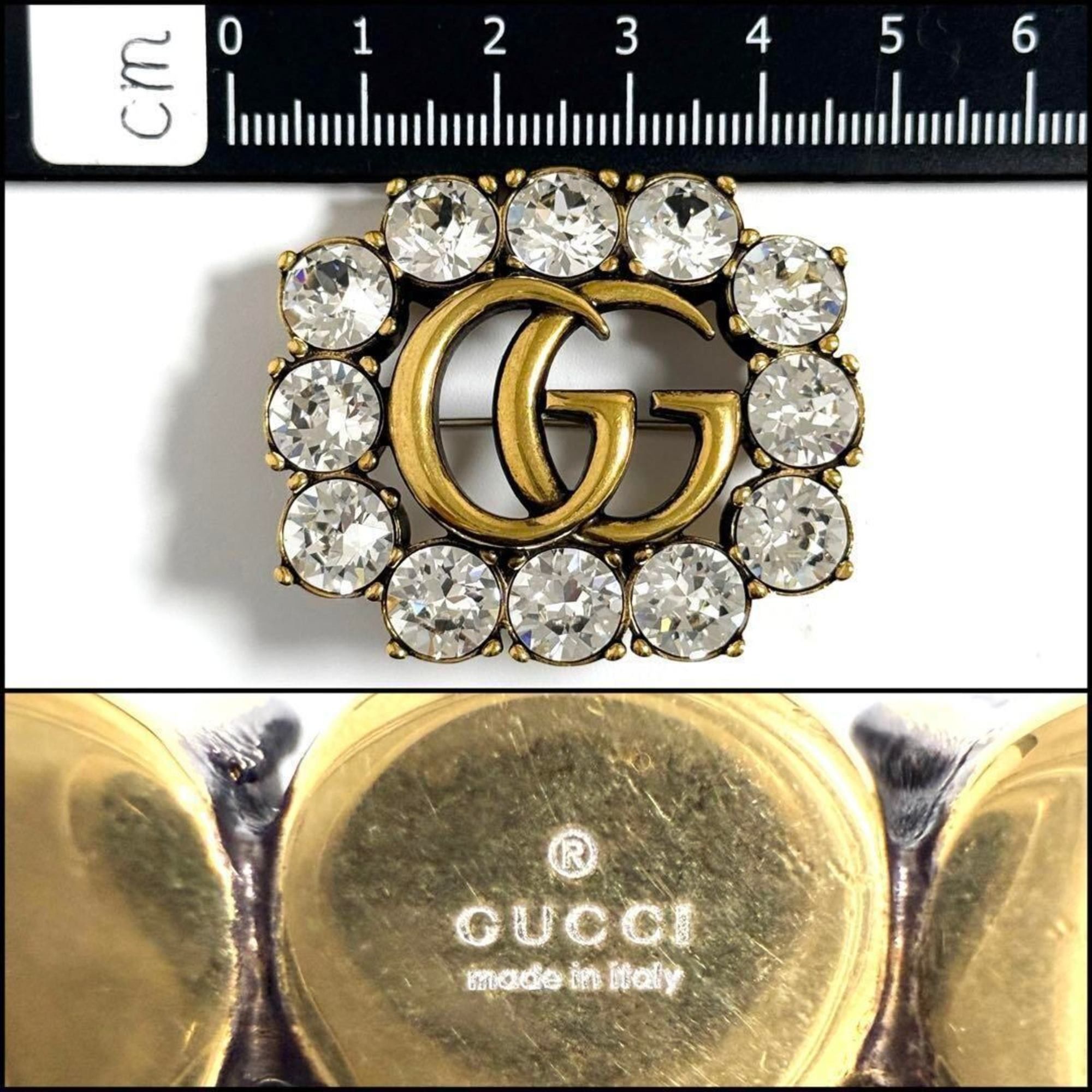 Gucci Gucci Women's Metal Double G Brooch Badge with Crystals Size ONE SIZE - 9 Thumbnail