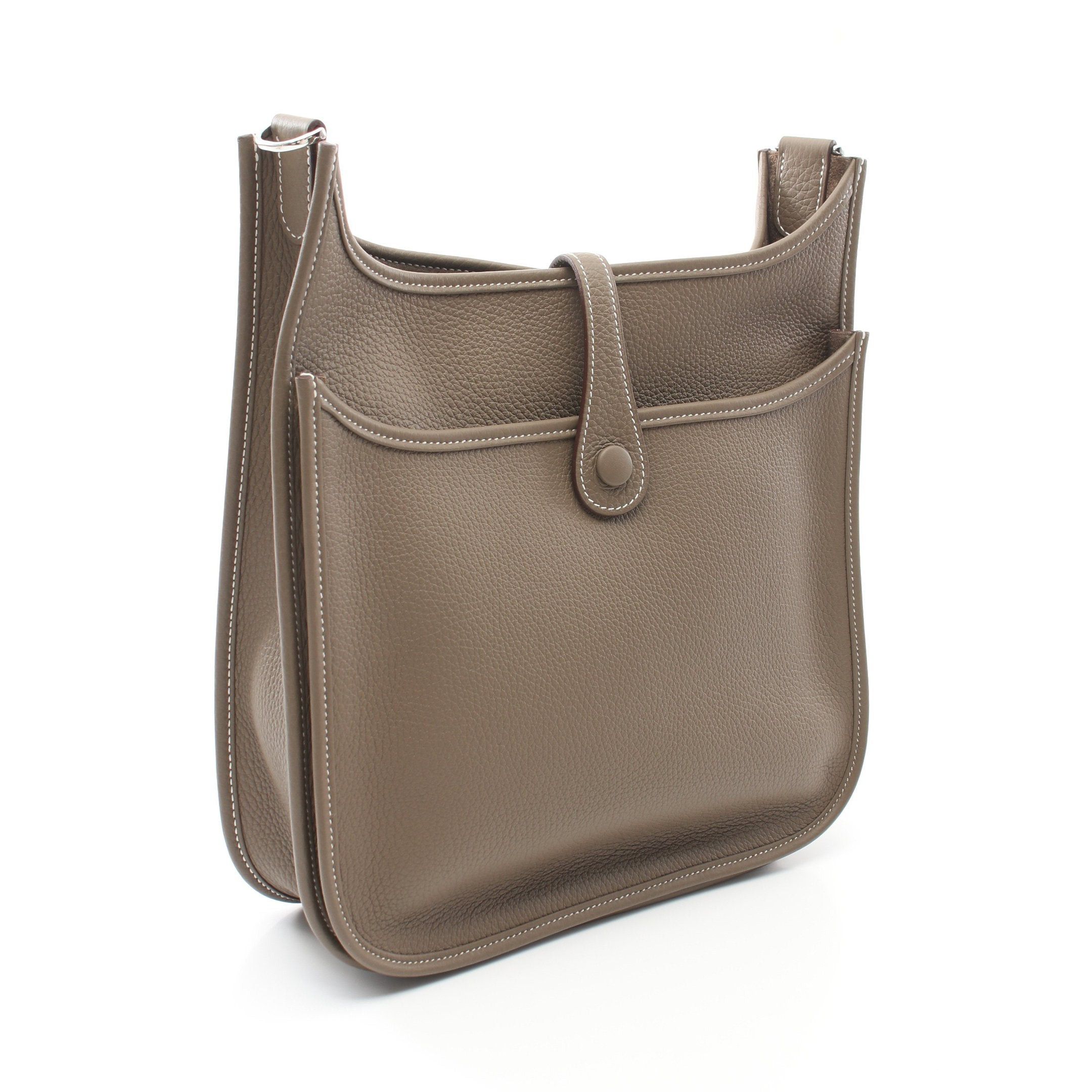 Hermes Hermes Evelyn 3 Troyes Pm Shoulder Bag Clemence Leather Gray Brown Silver Hardware Double Engraved Size ONE SIZE - 2 Thumbnail