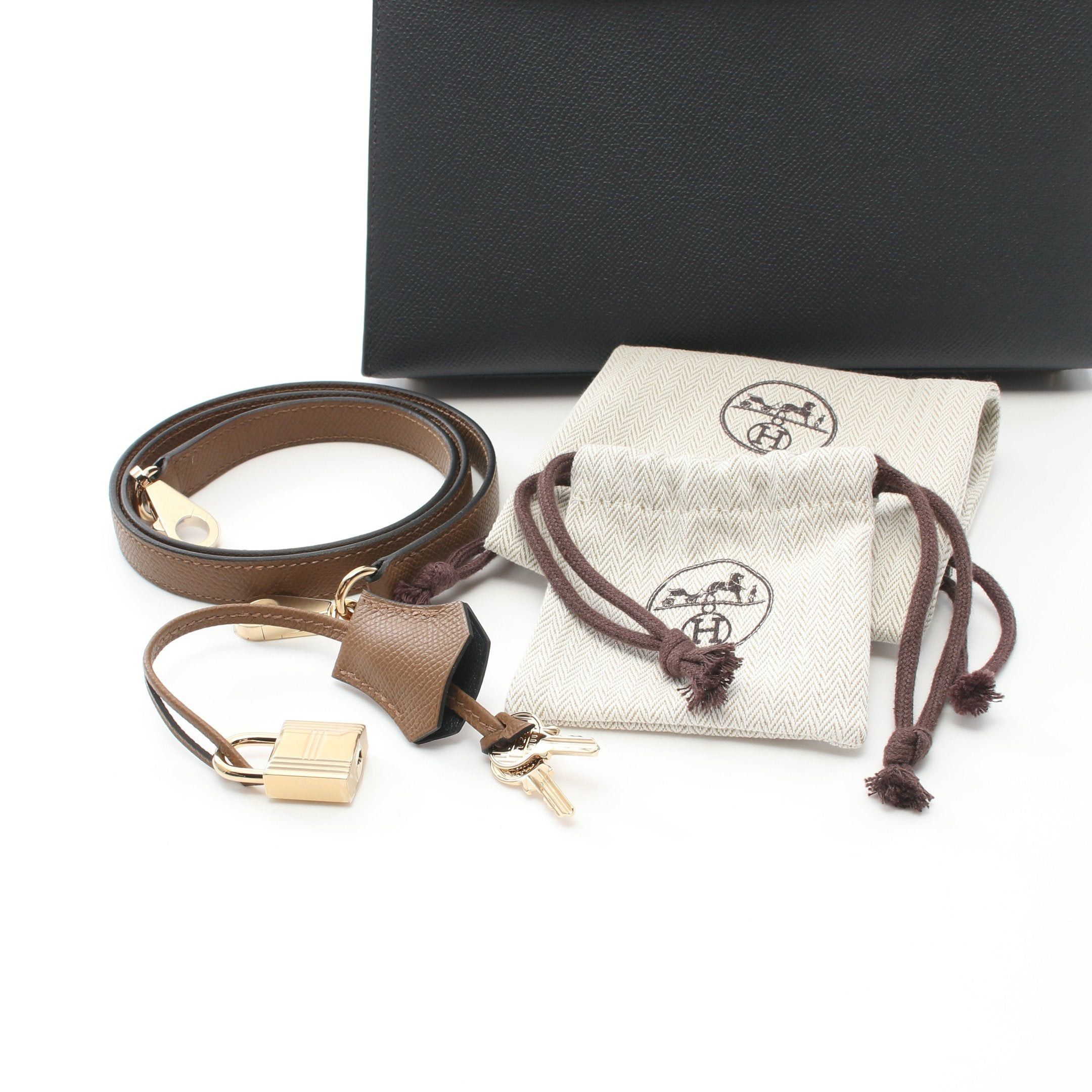 Hermes Hermes Kelly 25 Tricolor Grimist Arzan Handbag Veau Epsom Dark Gray Brown Black Gold Hardware Double Engraved Size ONE SIZE - 6 Thumbnail