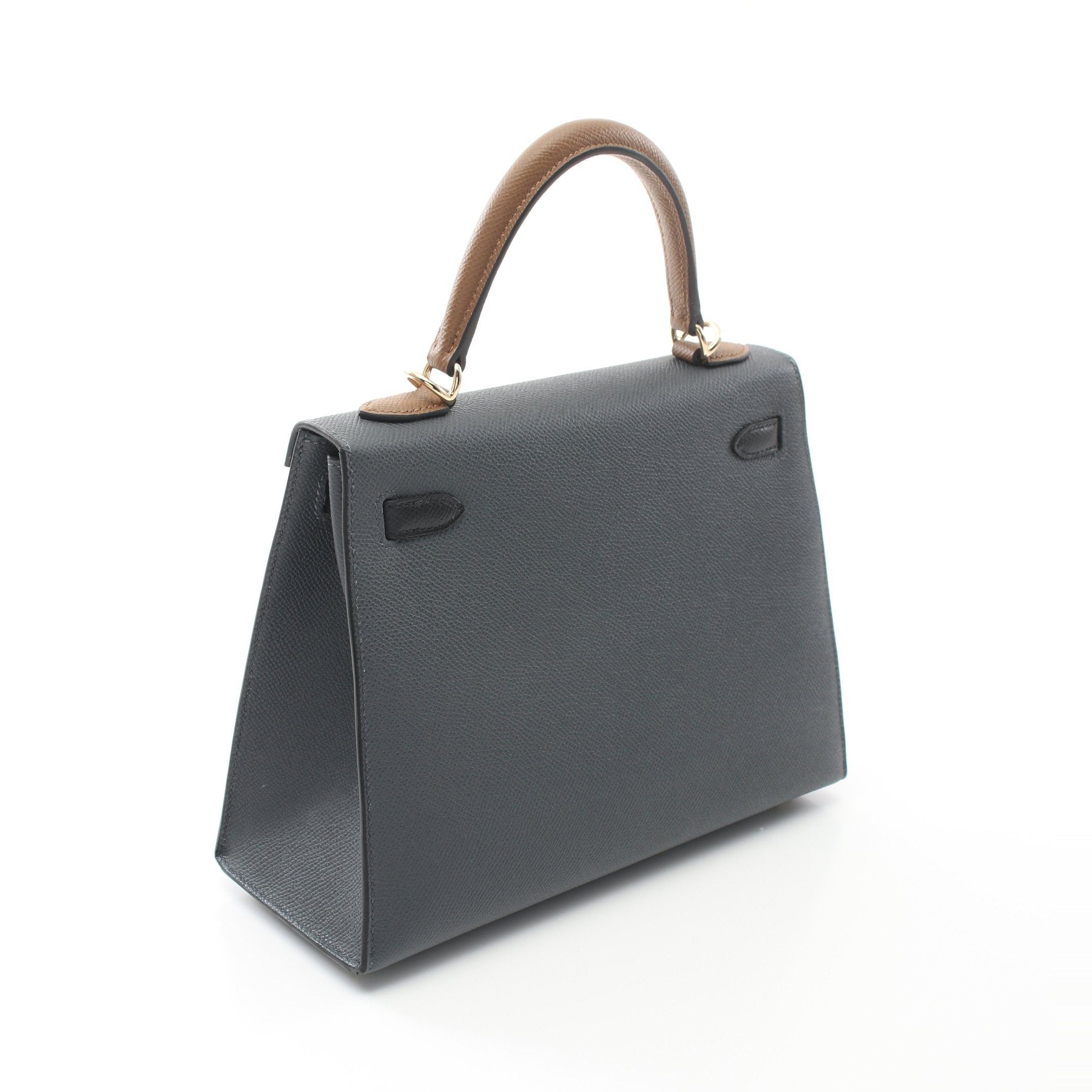 Hermes Hermes Kelly 25 Tricolor Grimist Arzan Handbag Veau Epsom Dark Gray Brown Black Gold Hardware Double Engraved Size ONE SIZE - 2 Thumbnail