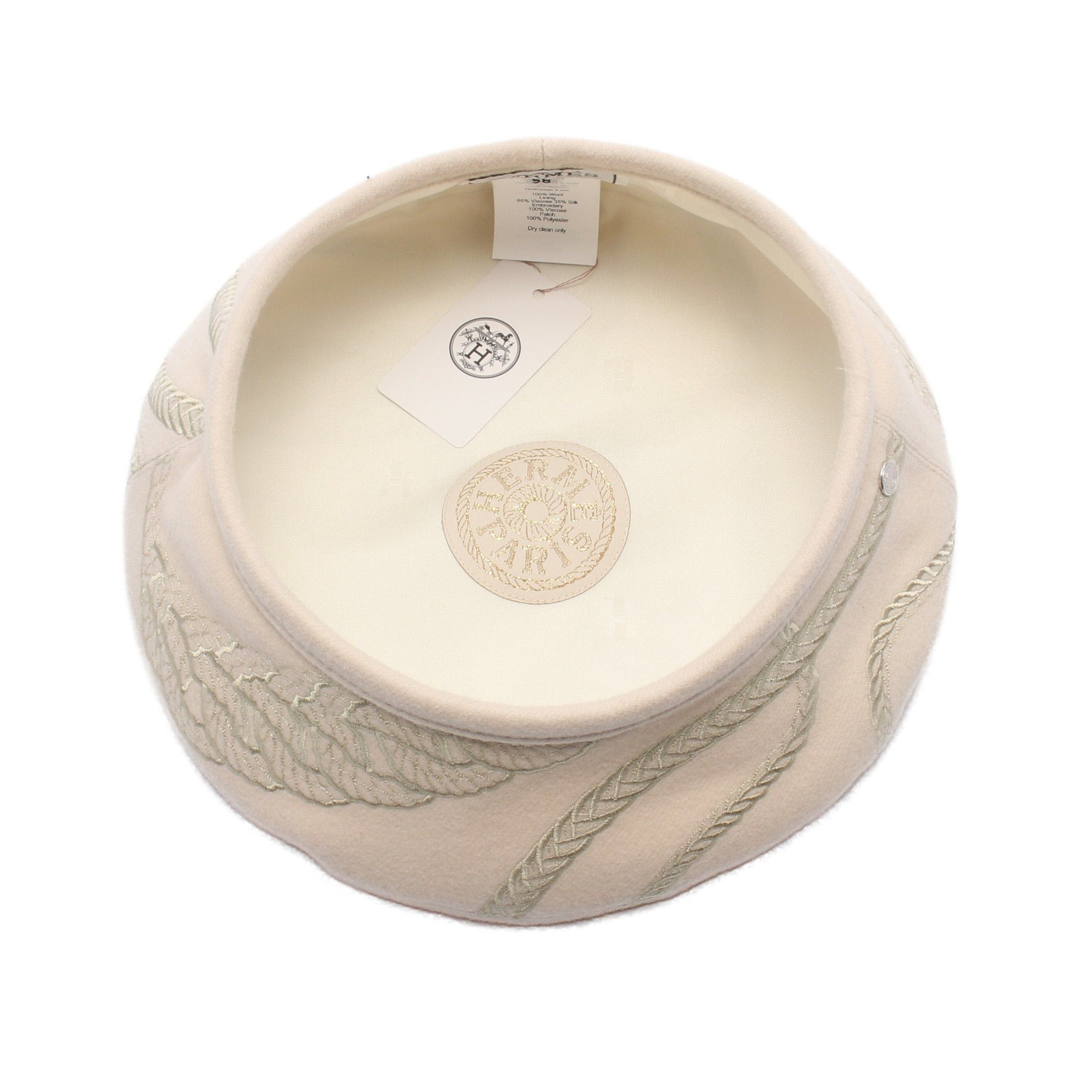 Hermes Hermes Saint Honore Ann Finesse Serie Beret Hat Wool Beige Size ONE SIZE - 3 Thumbnail