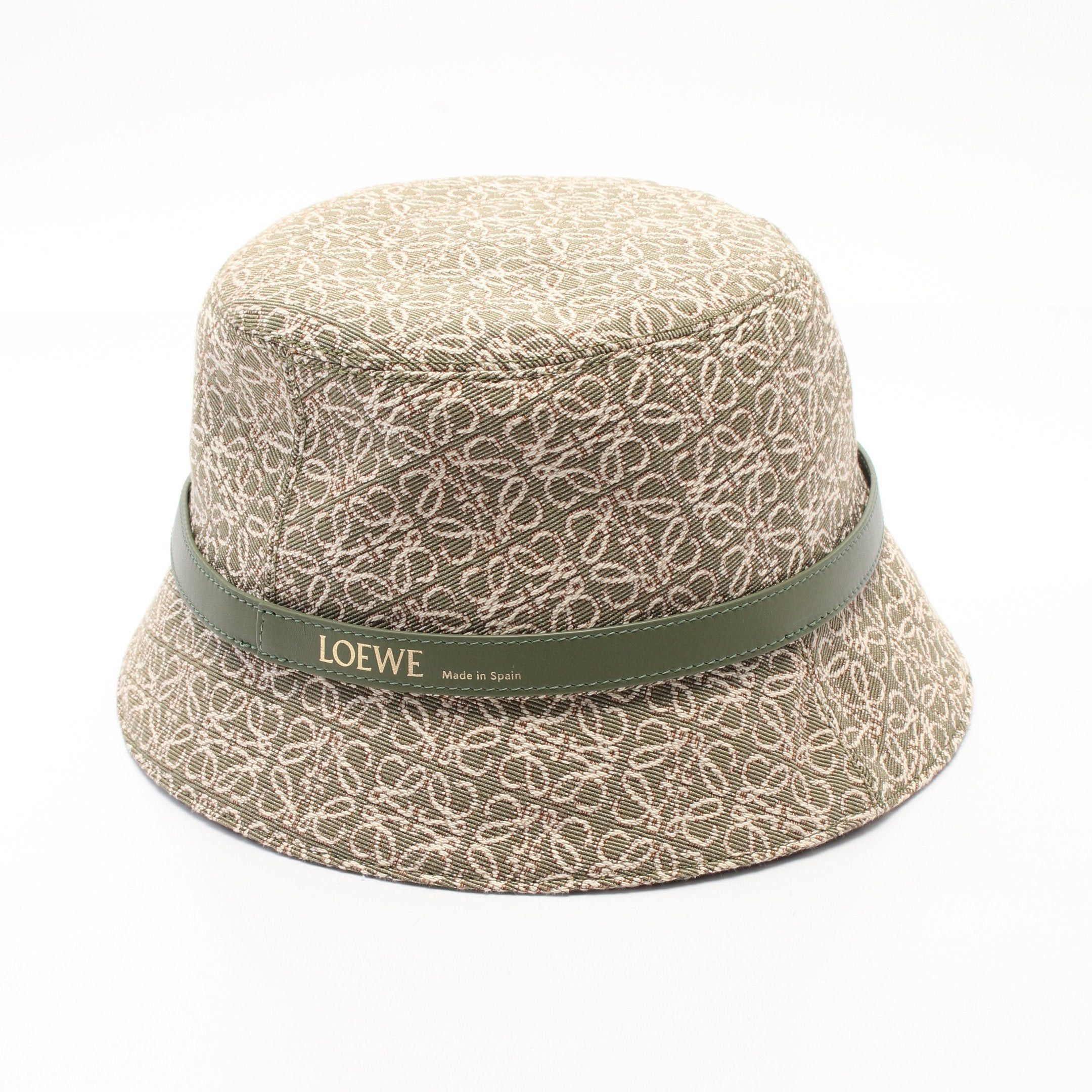 Loewe Loewe Anagram Jacquard Bucket Hat Cotton Leather Khaki Green Ivory Size ONE SIZE - 2 Thumbnail