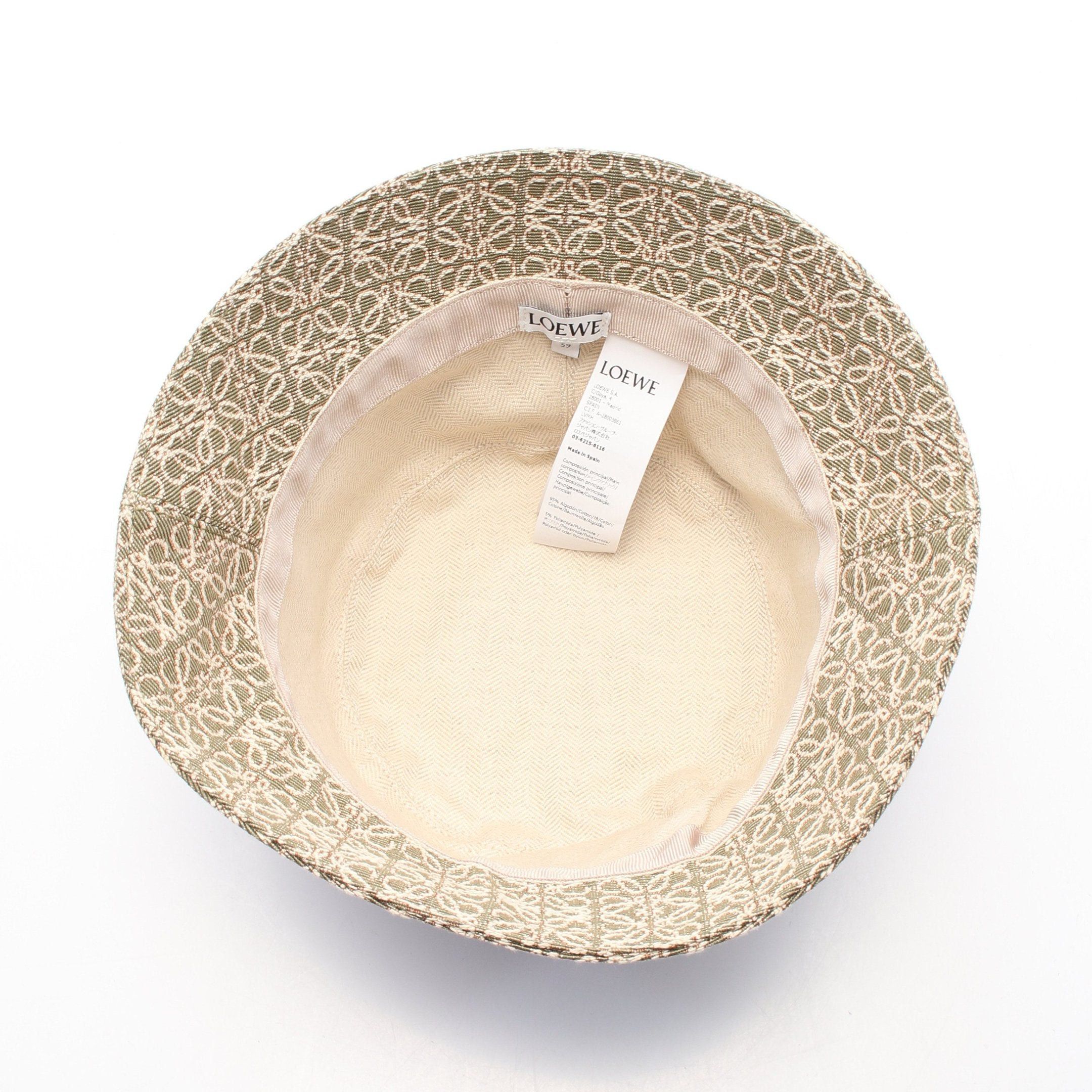 Loewe Loewe Anagram Jacquard Bucket Hat Cotton Leather Khaki Green Ivory Size ONE SIZE - 3 Thumbnail