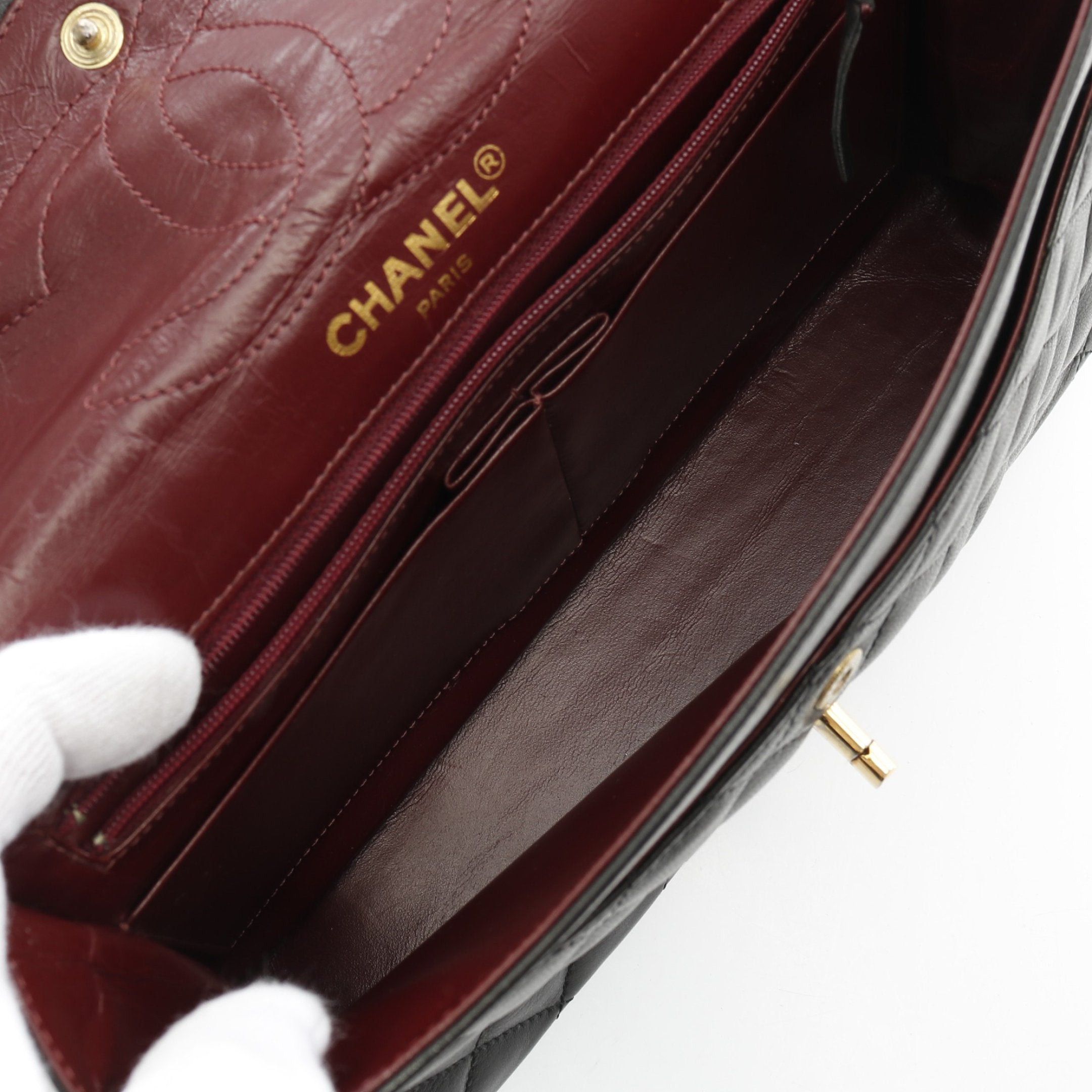 Chanel Chanel Matelasse Double Flap Chain Shoulder Bag Lambskin Black Combination Metal Fittings Paris Exclusive Size ONE SIZE - 3 Thumbnail