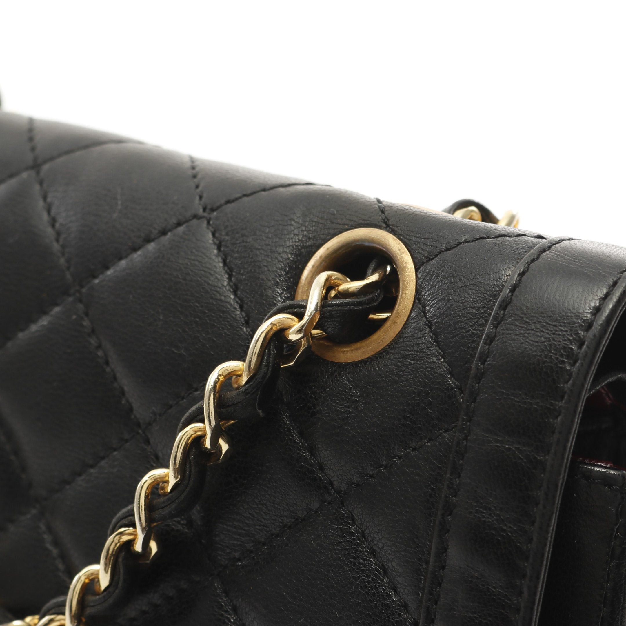 Chanel Chanel Matelasse Double Flap Chain Shoulder Bag Lambskin Black Combination Metal Fittings Paris Exclusive Size ONE SIZE - 9 Thumbnail