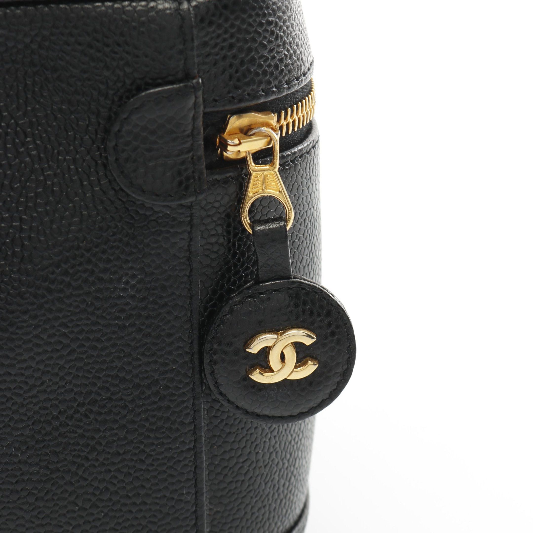 Chanel Chanel Coco Mark Handbag Vanity Bag Caviar Skin Black Gold Hardware Size ONE SIZE - 10 Thumbnail