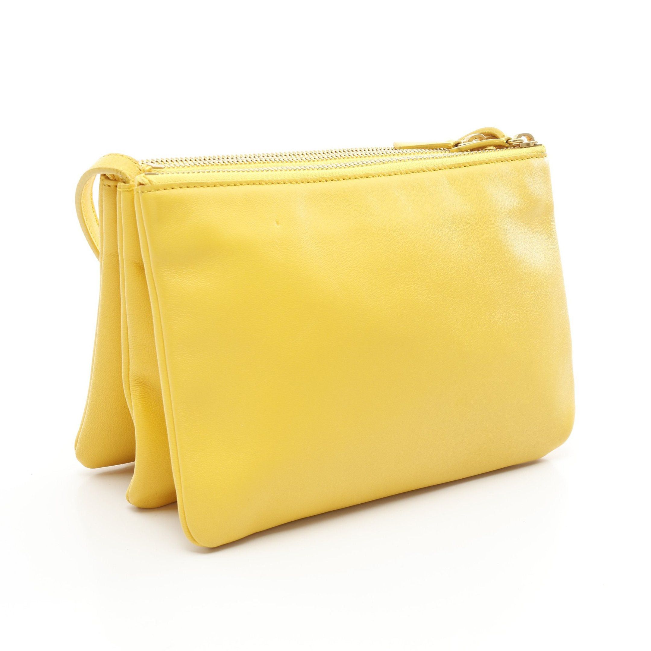 Celine Celine Trio Small Shoulder Bag Leather Yellow Size ONE SIZE - 2 Thumbnail
