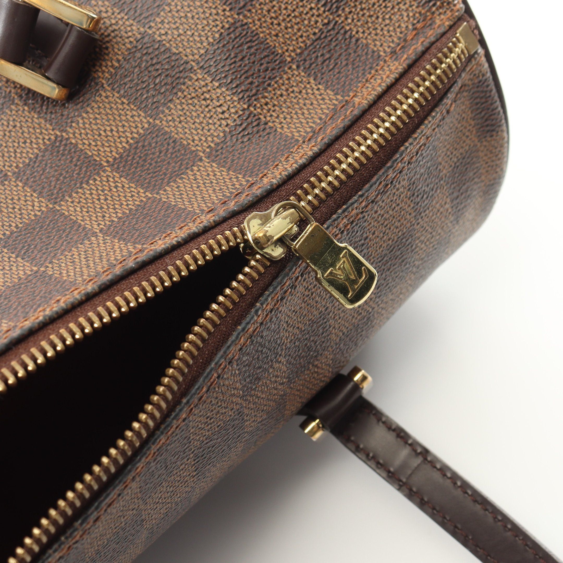 Louis Vuitton Papillon 30 Damier Ebene Handbag Leather Brown