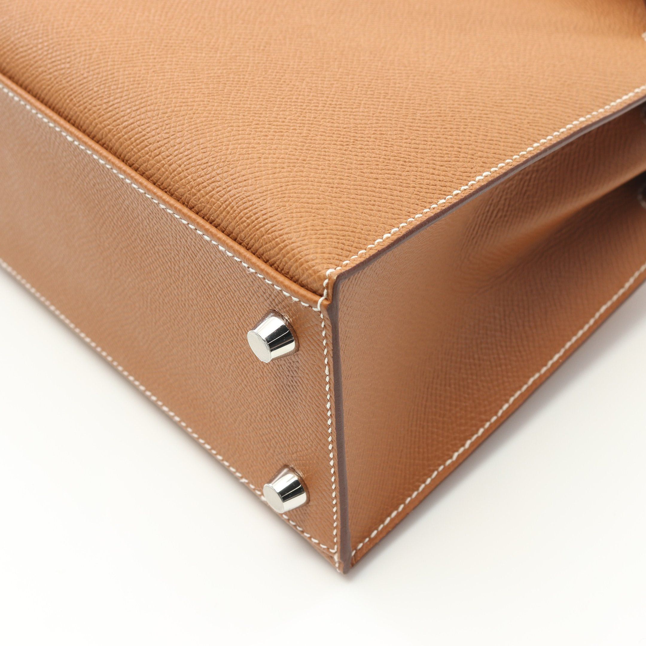 Hermes Hermes Kelly 25 Gold Handbag Veau Epsom Light Brown Silver Hardware Outside Sewing Double Engraved Size ONE SIZE - 7 Thumbnail