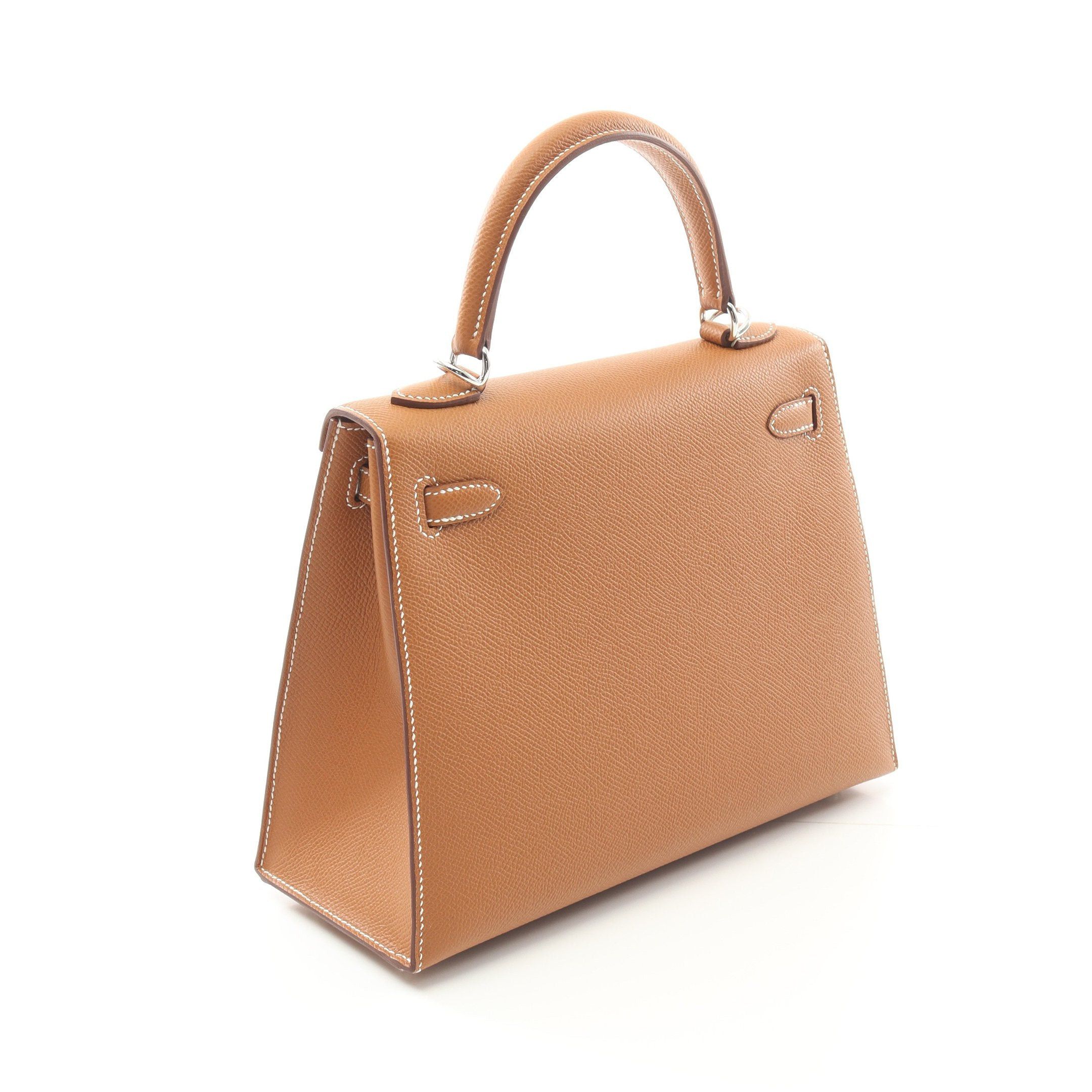 Hermes Hermes Kelly 25 Gold Handbag Veau Epsom Light Brown Silver Hardware Outside Sewing Double Engraved Size ONE SIZE - 2 Thumbnail