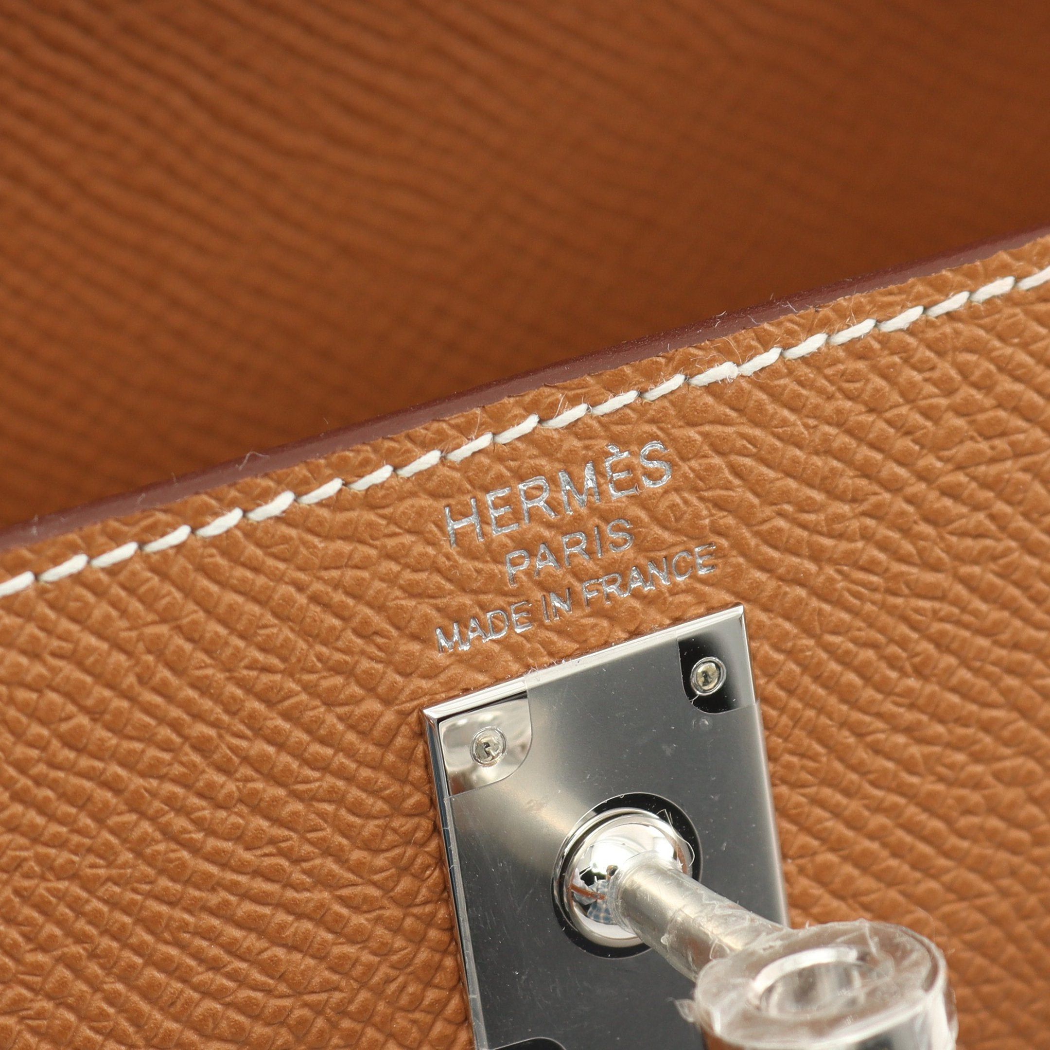 Hermes Hermes Kelly 25 Gold Handbag Veau Epsom Light Brown Silver Hardware Outside Sewing Double Engraved Size ONE SIZE - 4 Thumbnail