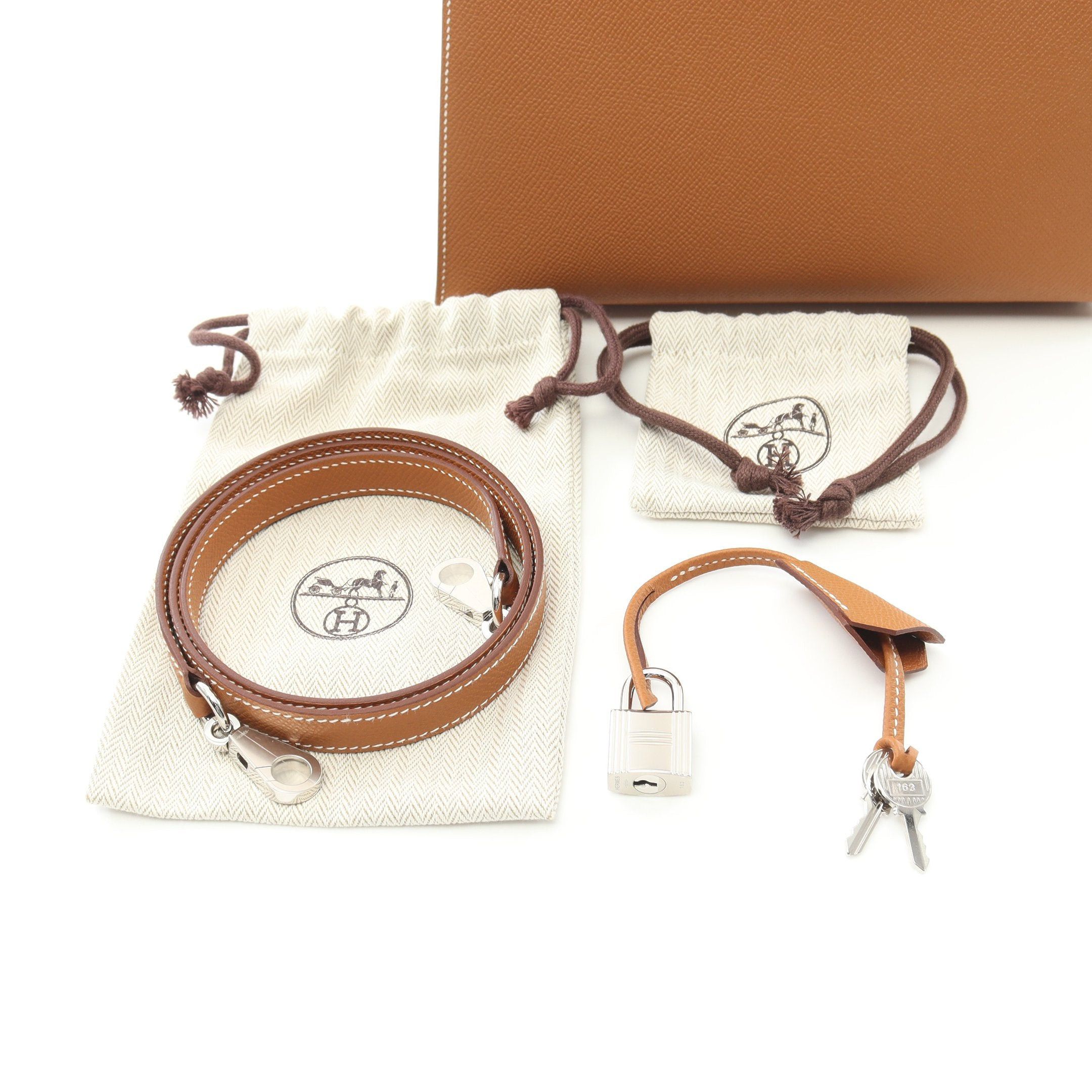 Hermes Hermes Kelly 25 Gold Handbag Veau Epsom Light Brown Silver Hardware Outside Sewing Double Engraved Size ONE SIZE - 6 Thumbnail