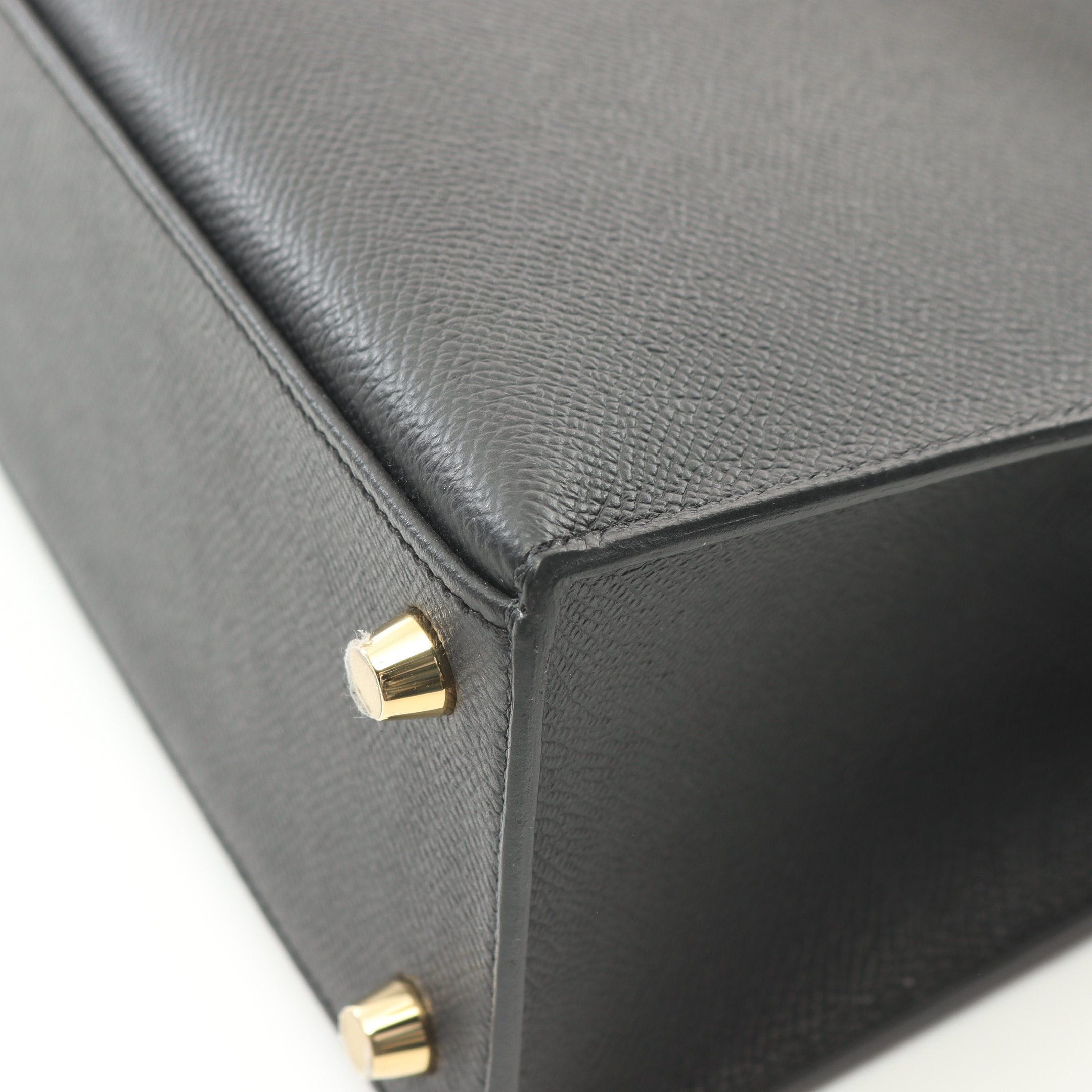 Hermes Hermes Kelly 25 Handbag Veau Epsom Black Gold Hardware Outside Sewing Double Engraved Size ONE SIZE - 7 Thumbnail