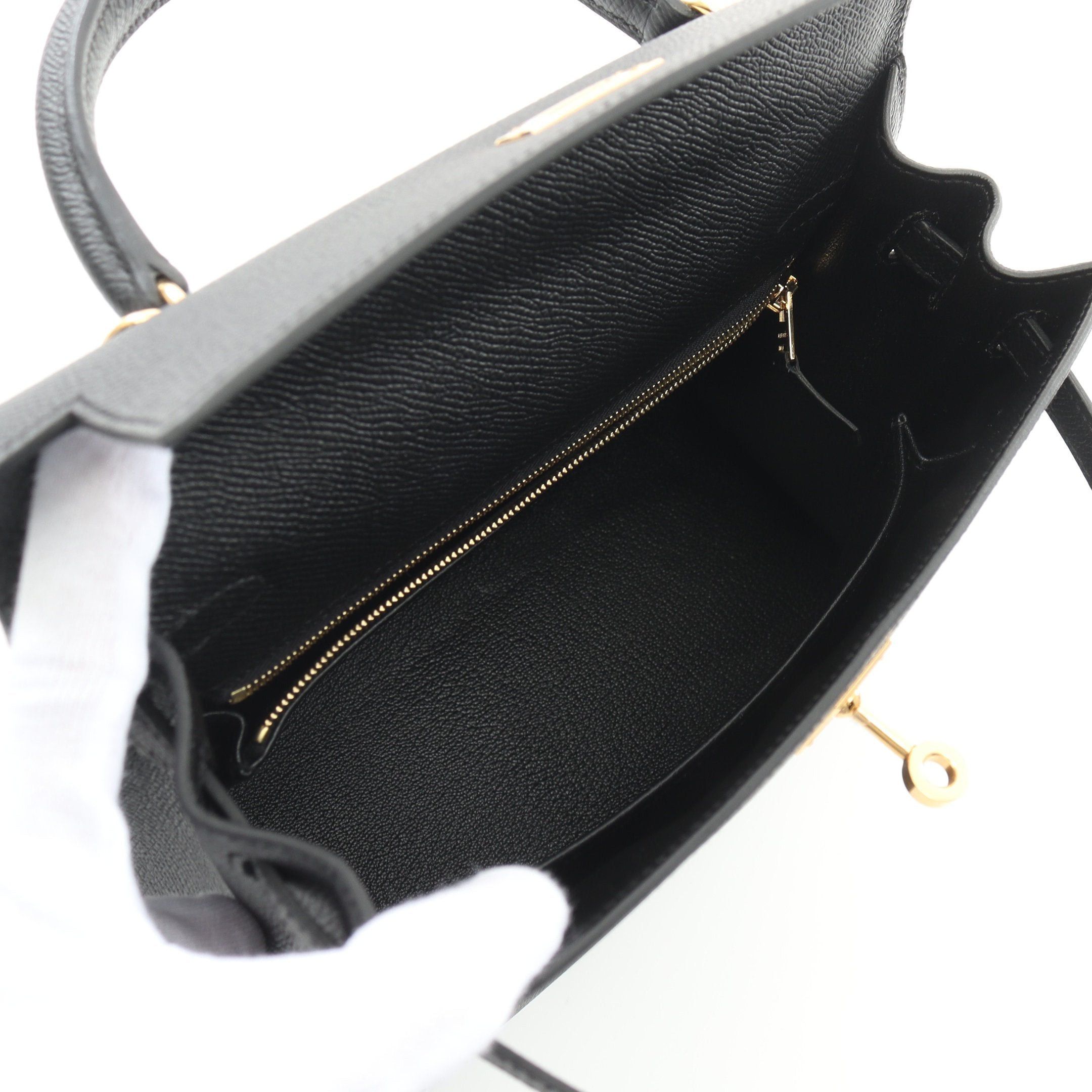 Hermes Hermes Kelly 25 Handbag Veau Epsom Black Gold Hardware Outside Sewing Double Engraved Size ONE SIZE - 3 Thumbnail