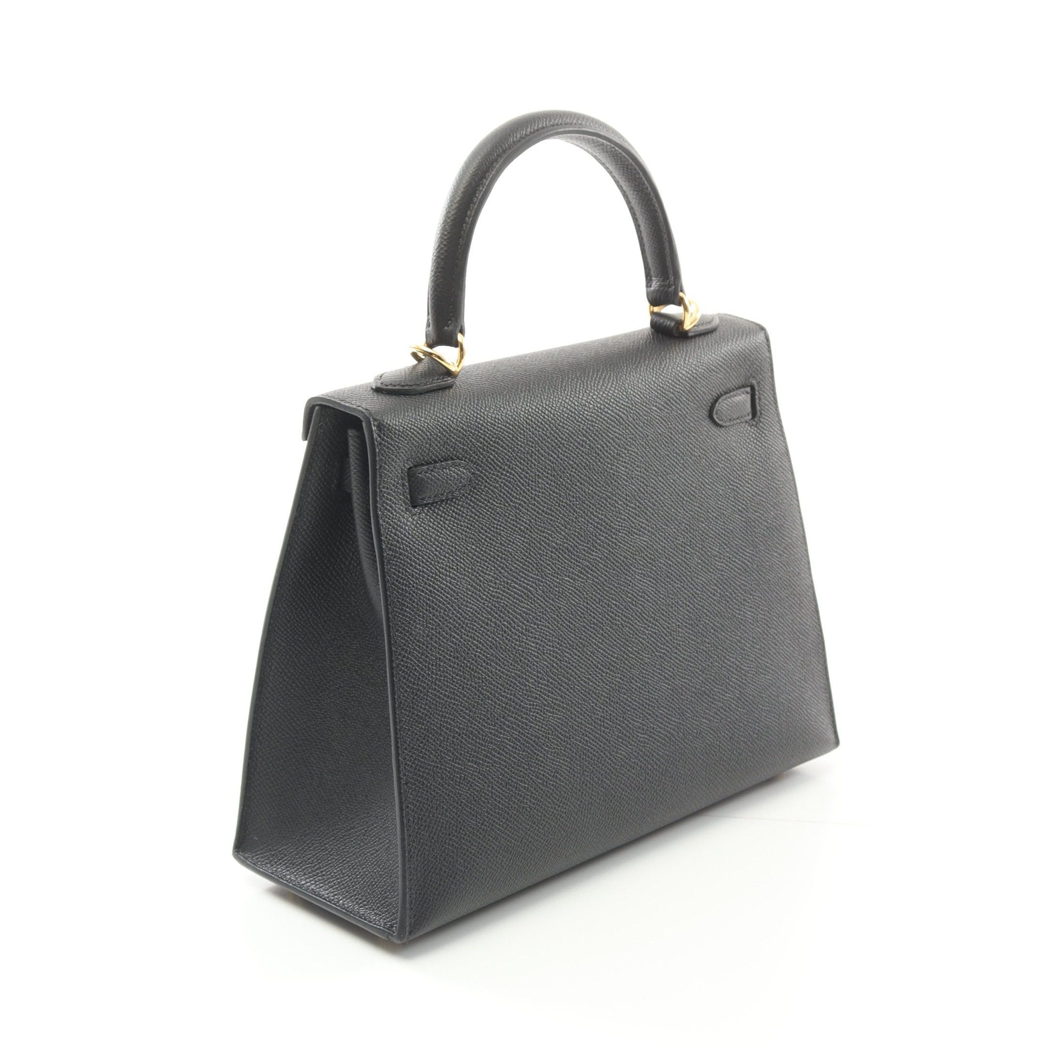 Hermes Hermes Kelly 25 Handbag Veau Epsom Black Gold Hardware Outside Sewing Double Engraved Size ONE SIZE - 2 Thumbnail