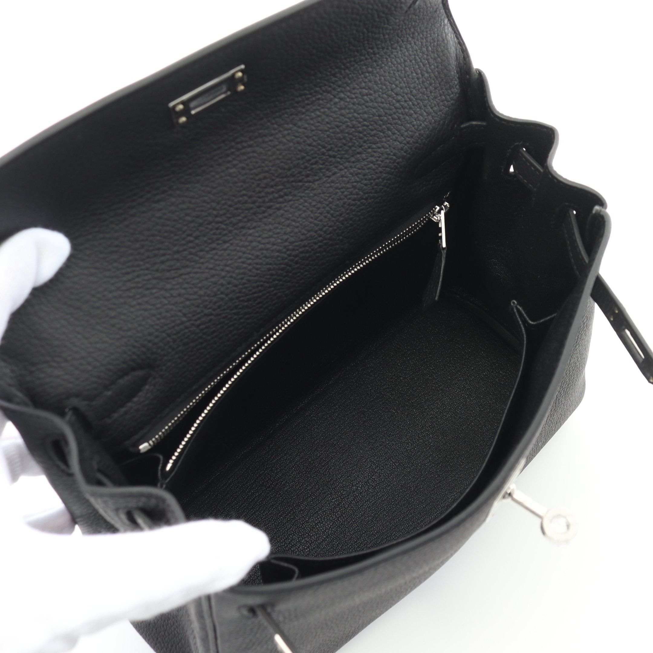 Hermes Hermes Kelly 25 Handbag Togo Black Silver Hardware Inner Stitch Double Engraved Size ONE SIZE - 3 Thumbnail