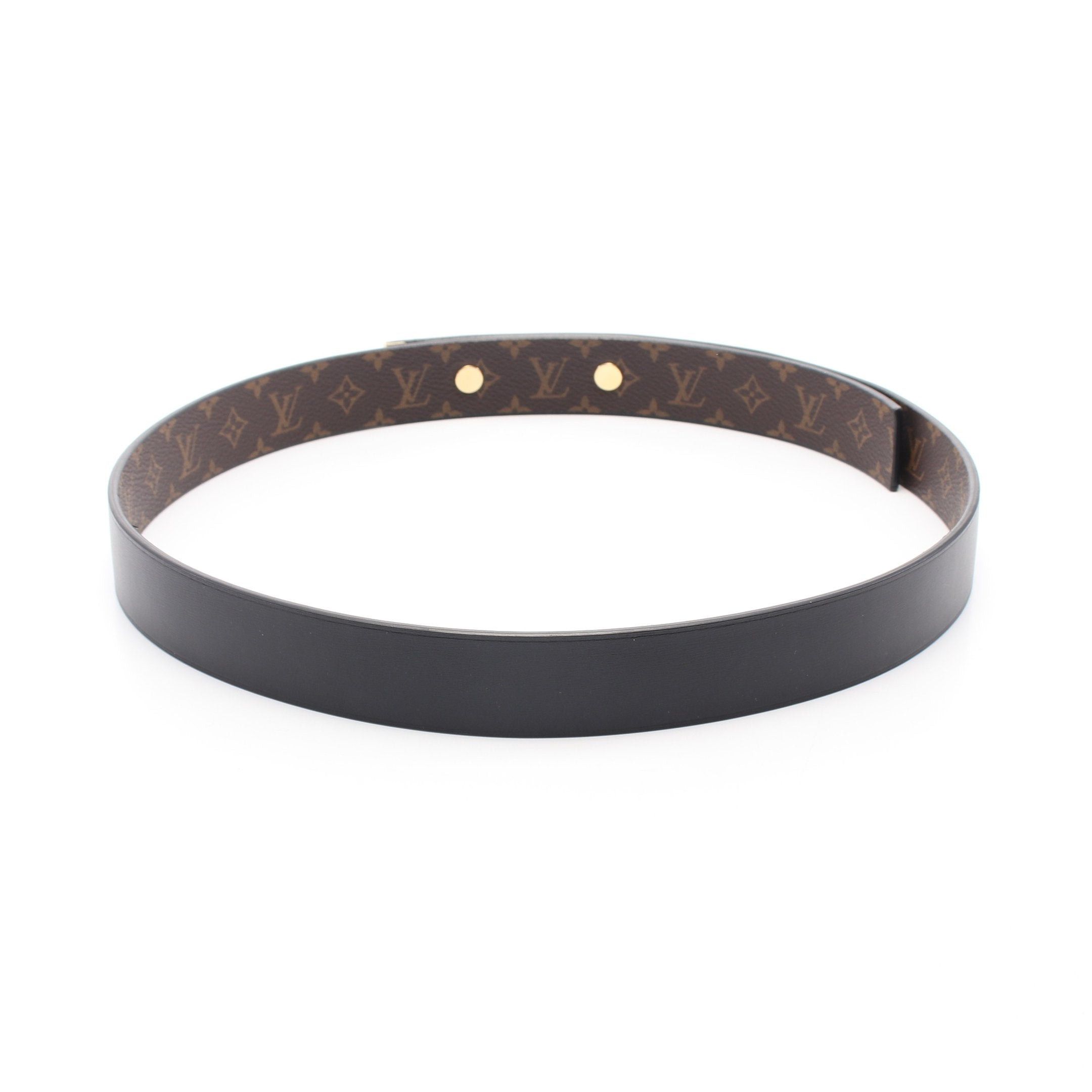 Louis Vuitton Louis Vuitton Lv Studs Monogram Belt Leather Black Brown Reversible Gold Hardware Size ONE SIZE - 2 Thumbnail