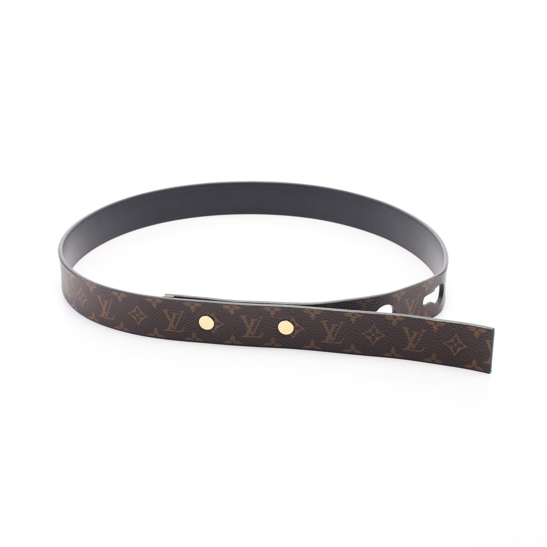 Louis Vuitton Louis Vuitton Lv Studs Monogram Belt Leather Black Brown Reversible Gold Hardware Size ONE SIZE - 6 Thumbnail