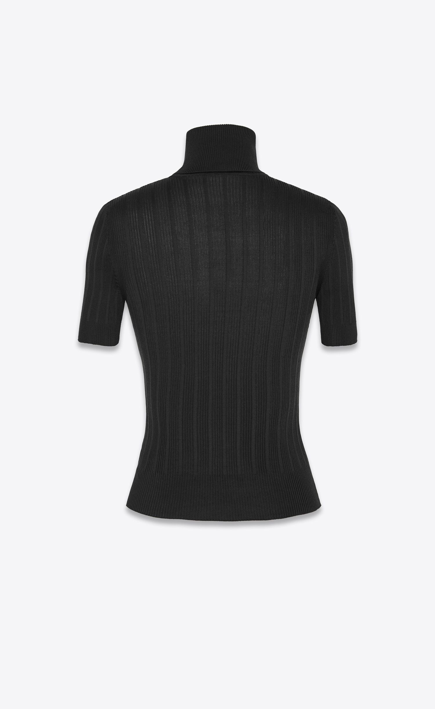 Saint Laurent Paris Turtleneck Top Cassandre in Ribbed Silk Size XS / US 0-2 / IT 36-38 - 2 Thumbnail
