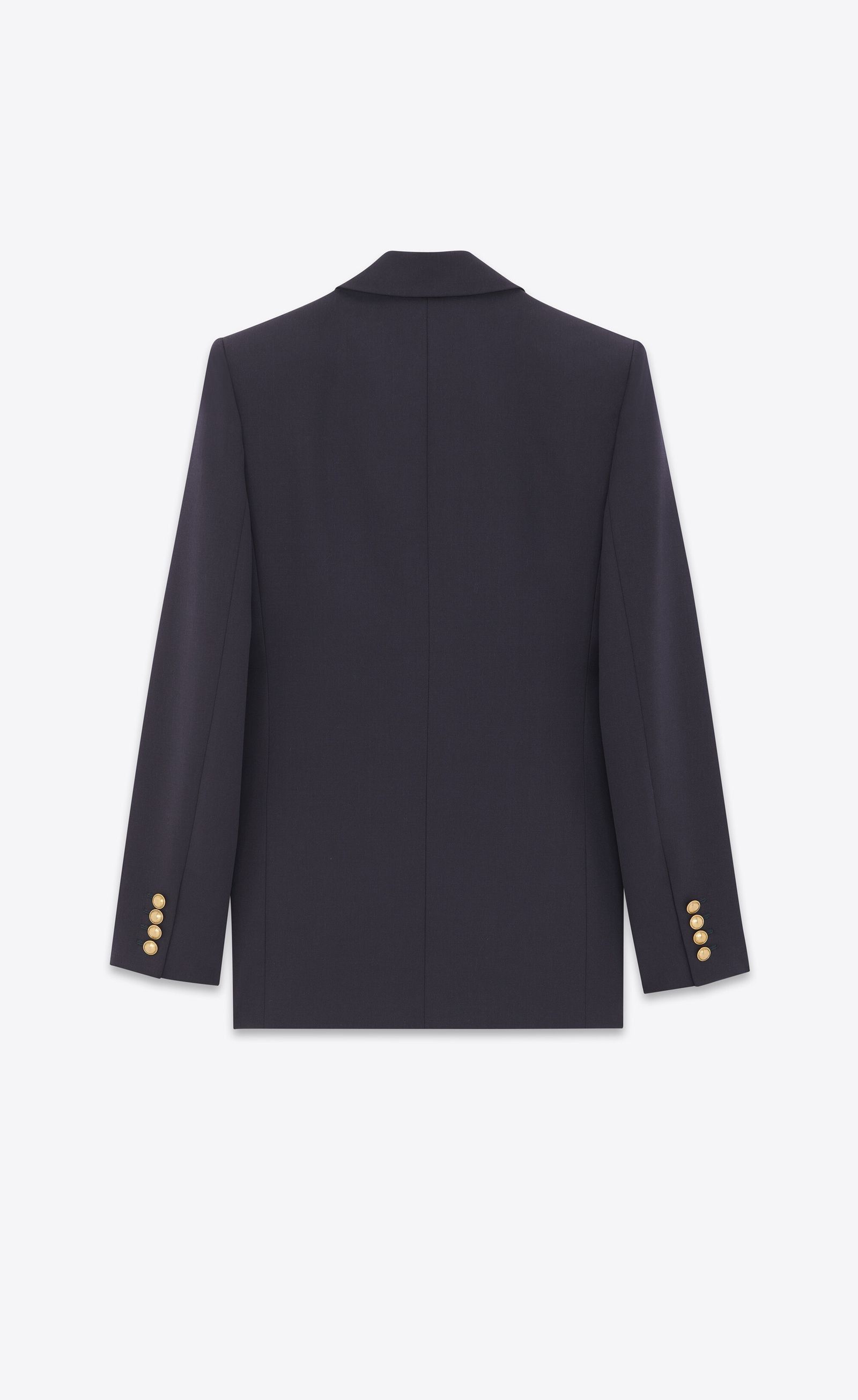 Saint Laurent Paris Jacket In Grain De Poudre Navy Size XS / US 0-2 / IT 36-38 - 2 Thumbnail