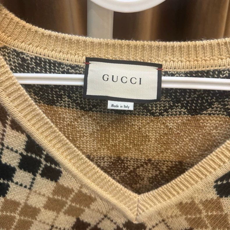 Gucci Gucci Argyle Wool Alpaca Sweater-dmc Size US XL / EU 56 / 4 - 2 Thumbnail