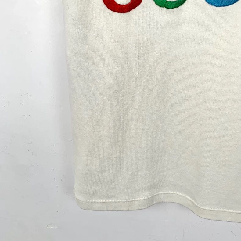 Gucci Gucci White Logo Embroidered Cotton T-Shirt-dmc Size US S / EU 44-46 / 1 - 4 Thumbnail