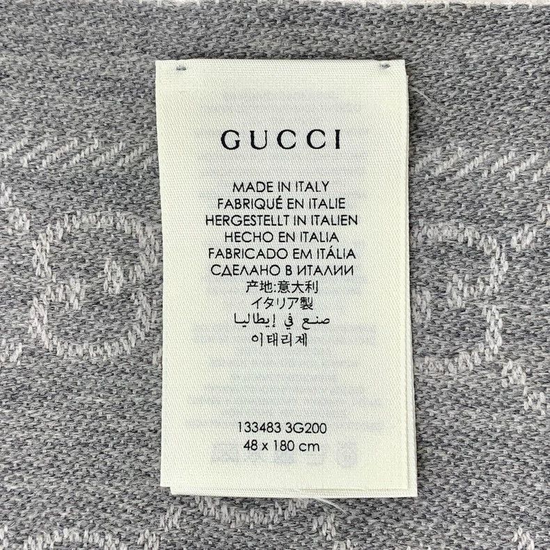 Gucci Gucci Grey Logo Wool Scarf with Fringes-dmc Size ONE SIZE - 5 Thumbnail