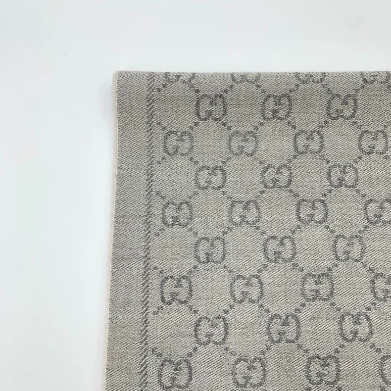 Gucci Gucci Grey Logo Wool Scarf with Fringes-dmc Size ONE SIZE - 2 Thumbnail