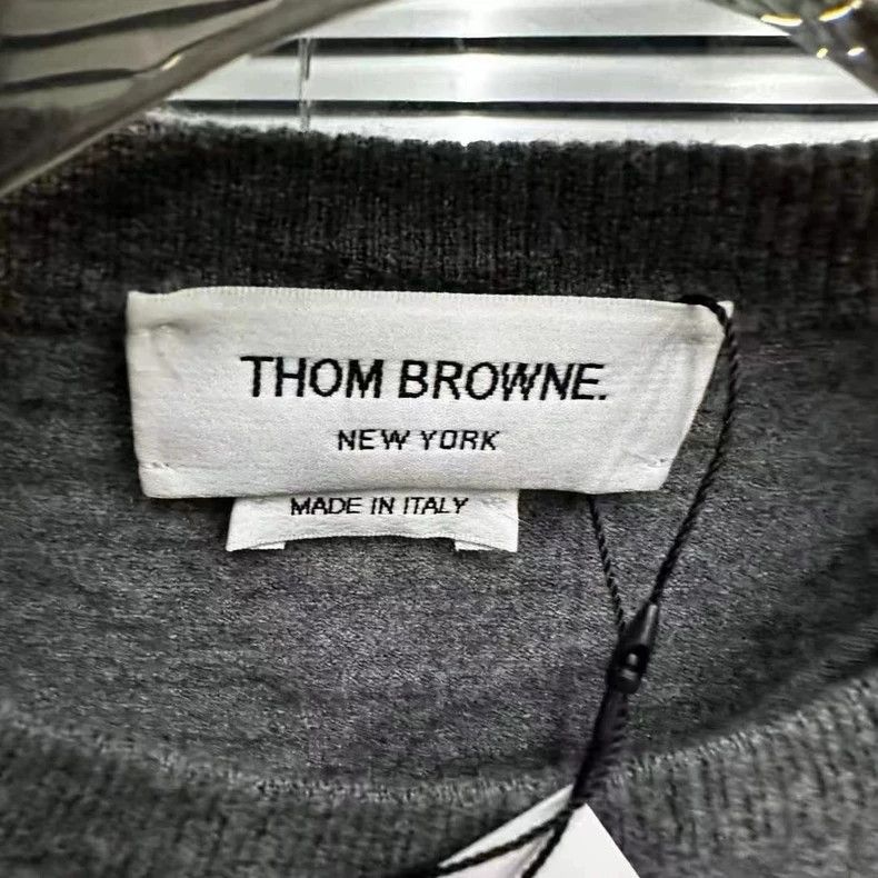 Gray Four-Stripe Wool Sweater by Thom Browne-dmc
