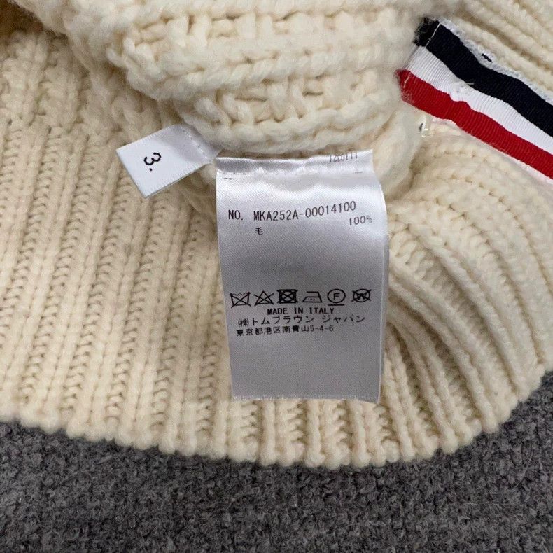 Thom Browne Thom Browne Cream Sweater with Striped Cuffs-dmc Size US M / EU 48-50 / 2 - 6 Thumbnail