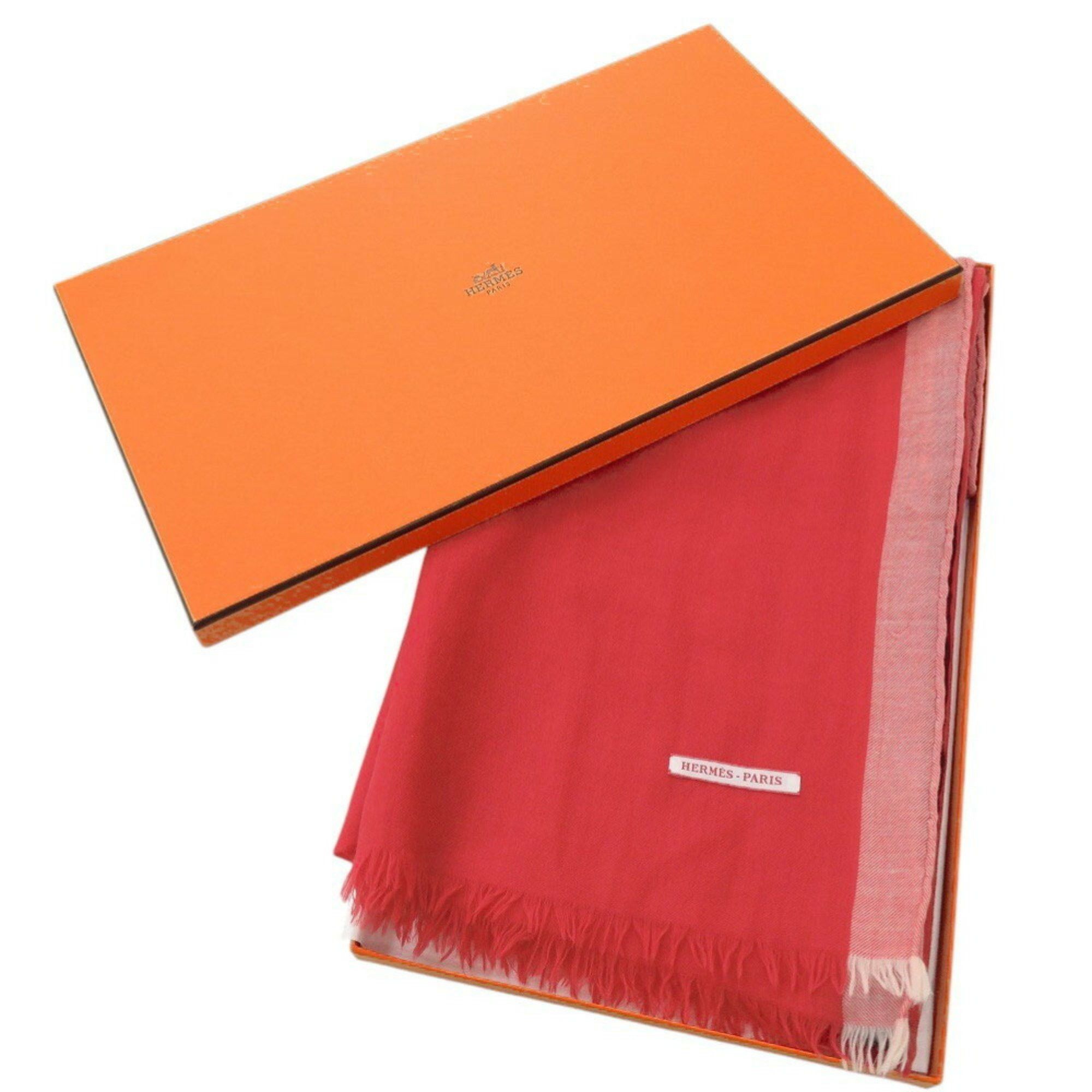 Other Hermes Cashmere Red Stole 0454HERMES Size ONE SIZE - 3 Thumbnail