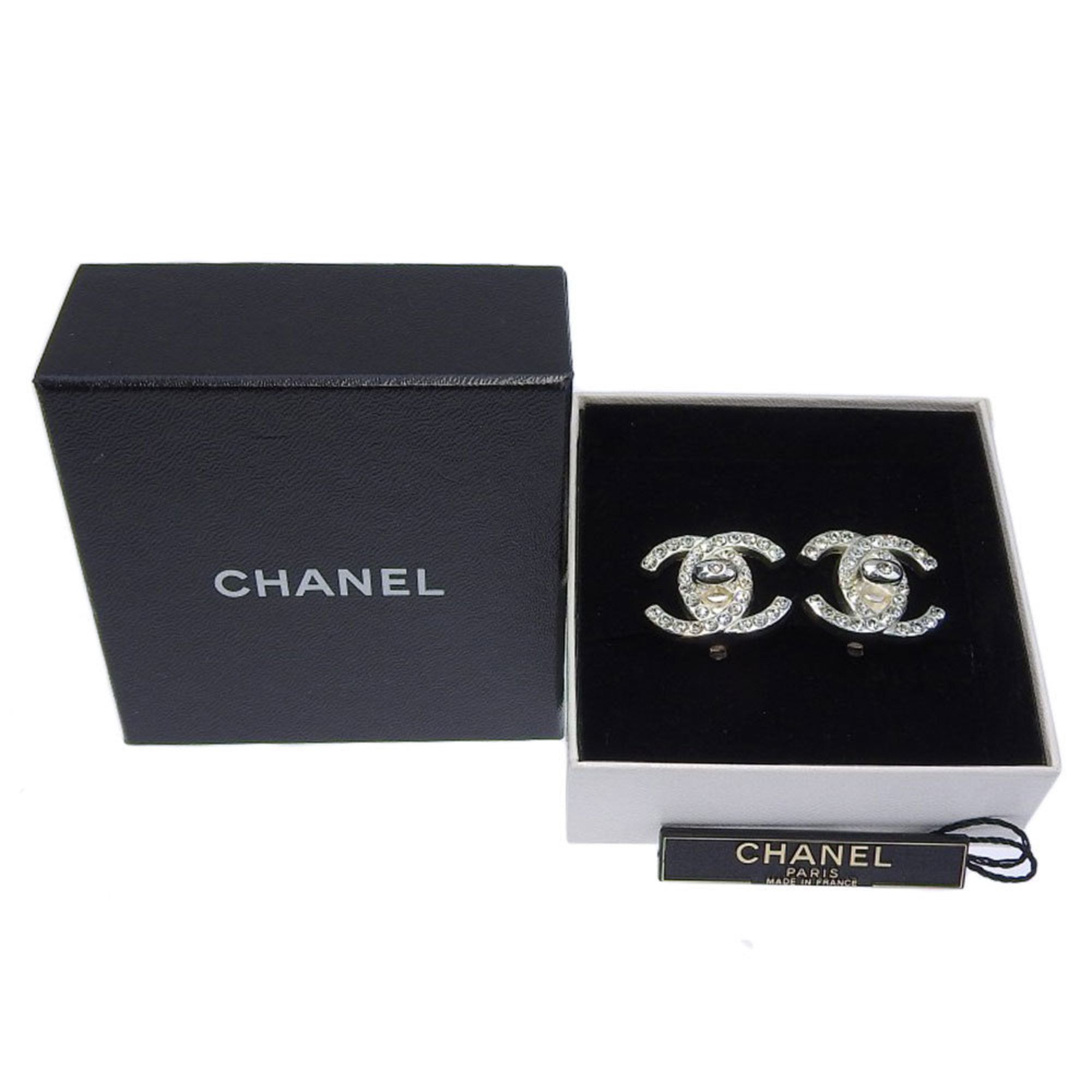 Chanel CHANEL Coco Mark Earrings 96A Turnlock Rhinestone Clip-on Size ONE SIZE - 5 Thumbnail