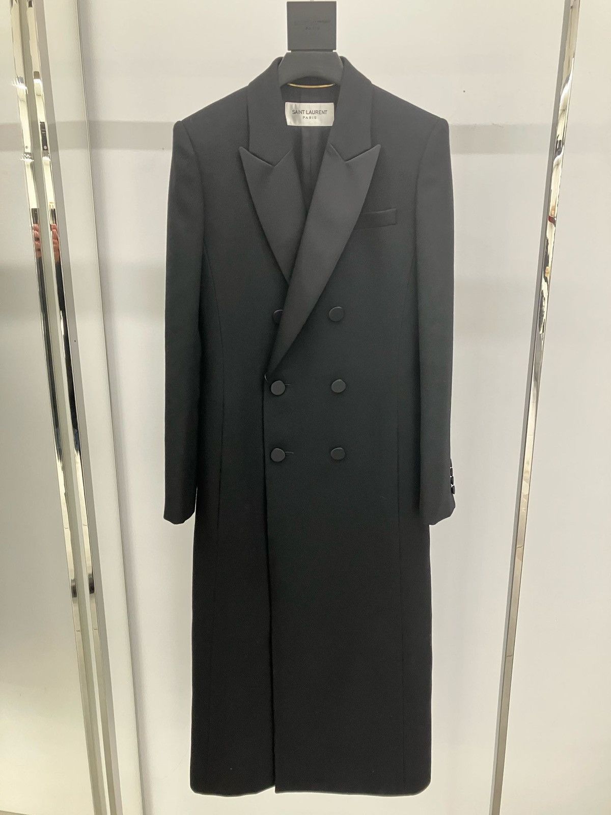 Saint Laurent Paris $5.5K VALUE Black Double-Breasted Wool Crepe Tuxedo Coat Size XS / US 0-2 / IT 36-38 - 4 Thumbnail
