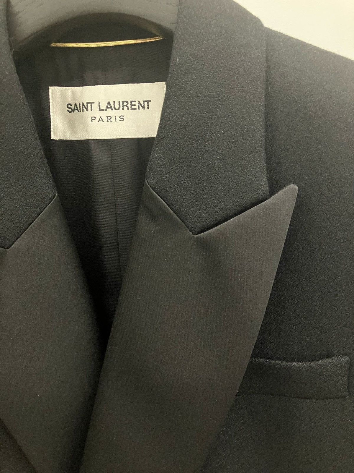 Saint Laurent Paris $5.5K VALUE Black Double-Breasted Wool Crepe Tuxedo Coat Size XS / US 0-2 / IT 36-38 - 8 Thumbnail