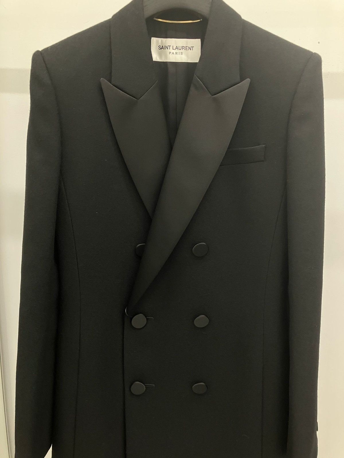 Saint Laurent Paris $5.5K VALUE Black Double-Breasted Wool Crepe Tuxedo Coat Size XS / US 0-2 / IT 36-38 - 5 Thumbnail