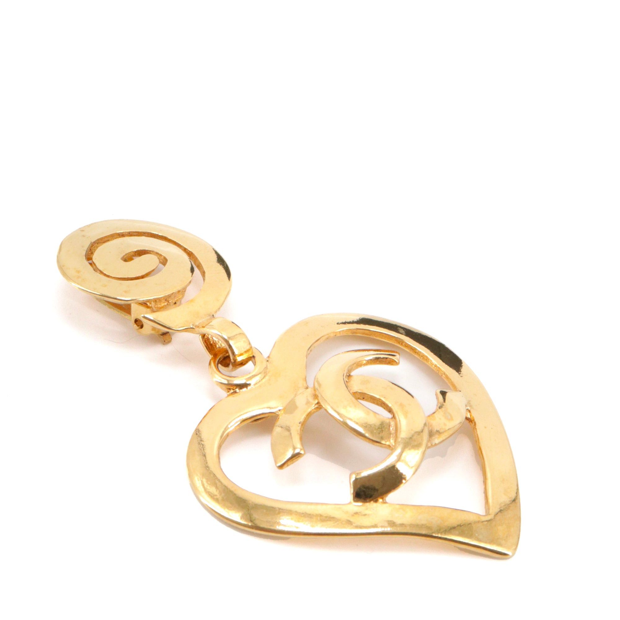 Chanel CHANEL - Vintage Chanel CC Heart earrings in gold metal Size ONE SIZE - 3 Thumbnail