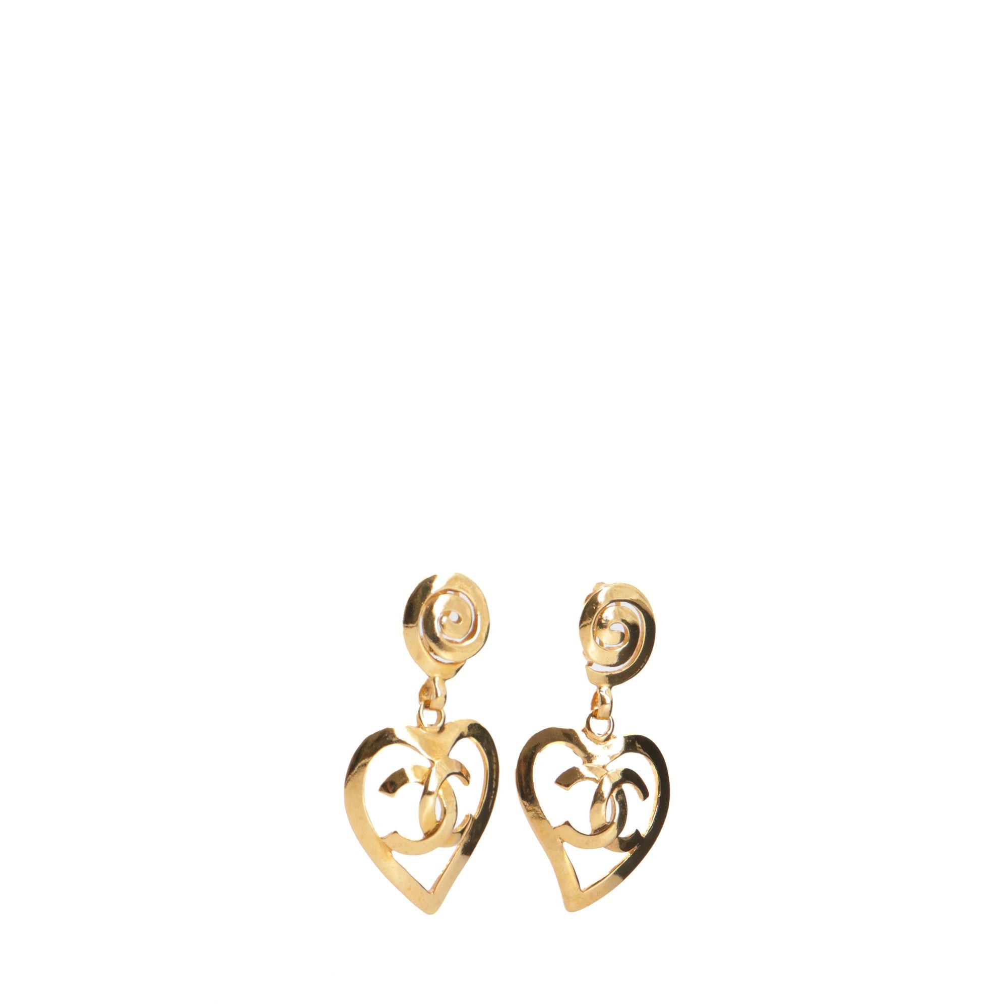 Chanel CHANEL - Vintage Chanel CC Heart earrings in gold metal Size ONE SIZE - 2 Thumbnail