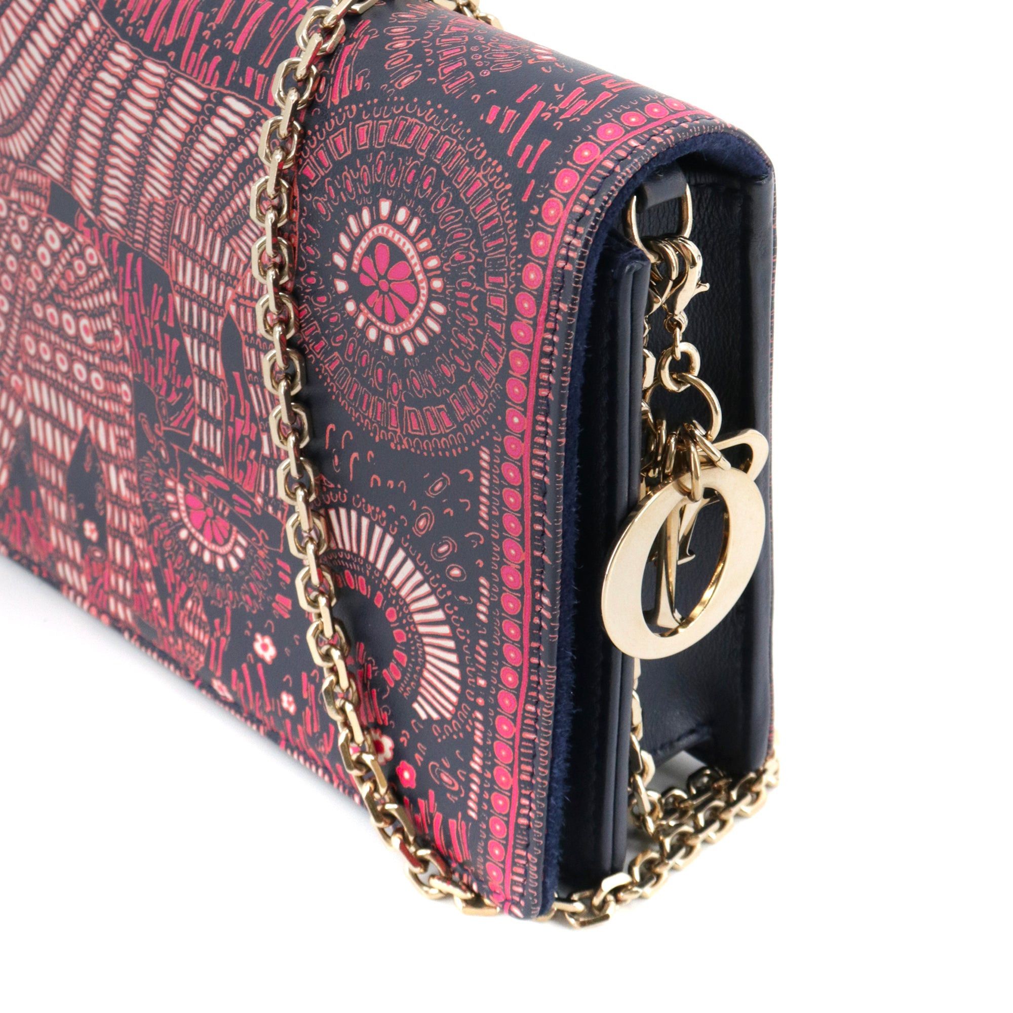 Dior DIOR - Lady Dior Wallet shoulder bag in fuchsia leather Size ONE SIZE - 5 Thumbnail