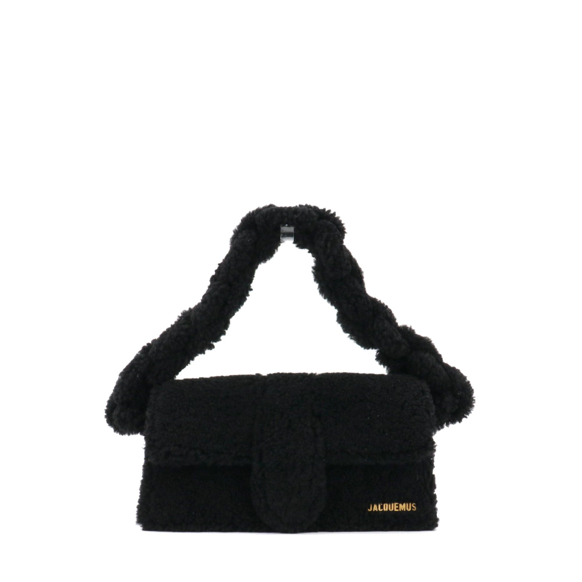 Jacquemus JACQUEMUS - Le Bambidou Jacquemus shoulder bag in black curly wool Size ONE SIZE - 4 Thumbnail