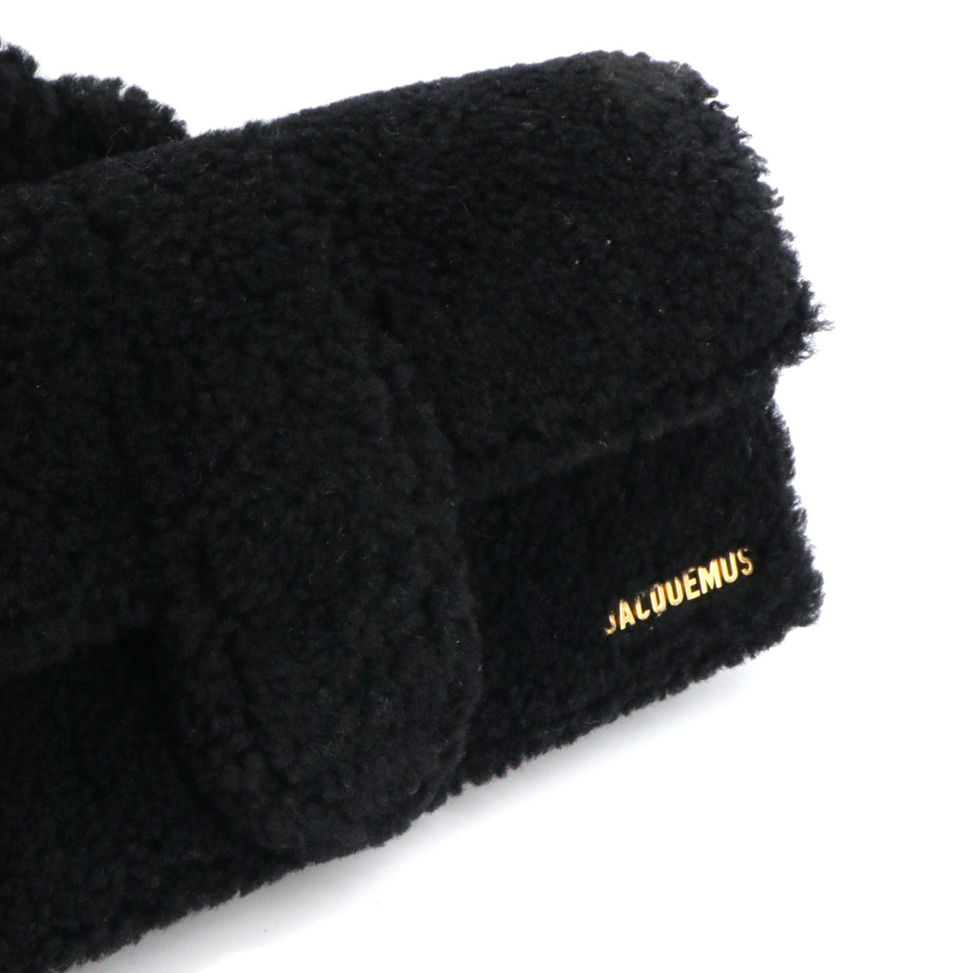 Jacquemus JACQUEMUS - Le Bambidou Jacquemus shoulder bag in black curly wool Size ONE SIZE - 5 Thumbnail