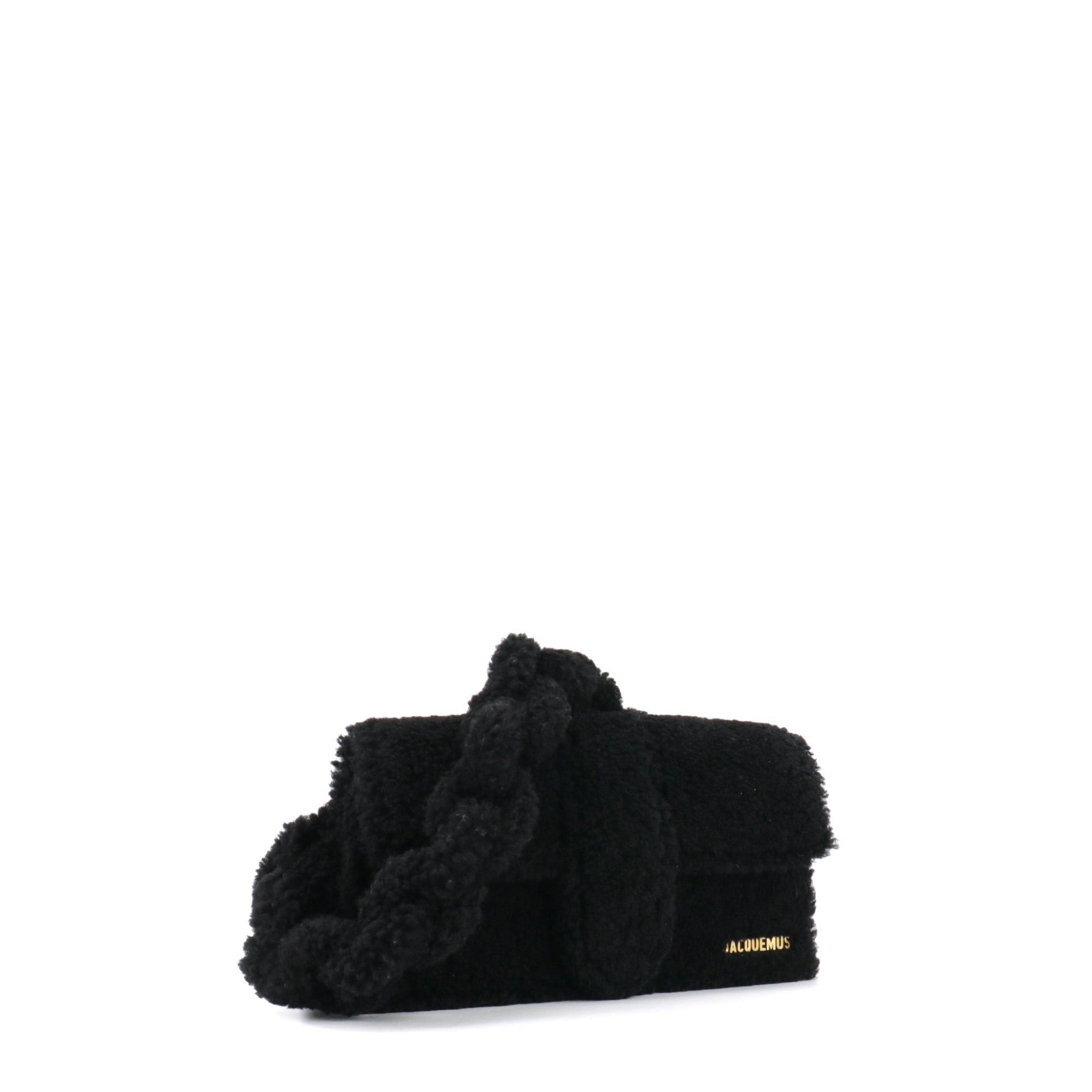 Jacquemus JACQUEMUS - Le Bambidou Jacquemus shoulder bag in black curly wool Size ONE SIZE - 2 Thumbnail