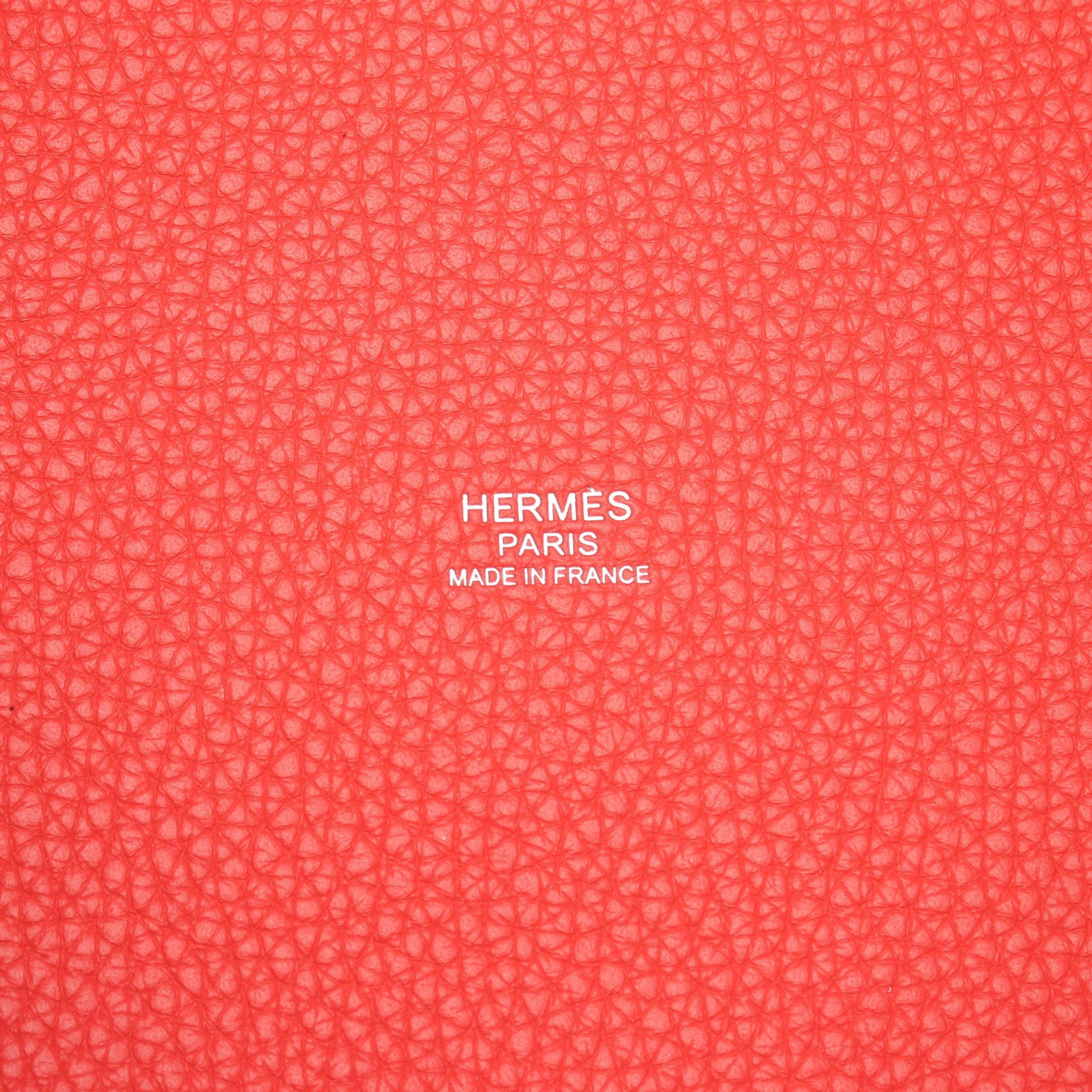 Hermes Hermes Picotane Lock Mm Rouge Pivoine Handbag Clemence Leather Pink Red Silver Hardware D Stamp Size ONE SIZE - 4 Thumbnail